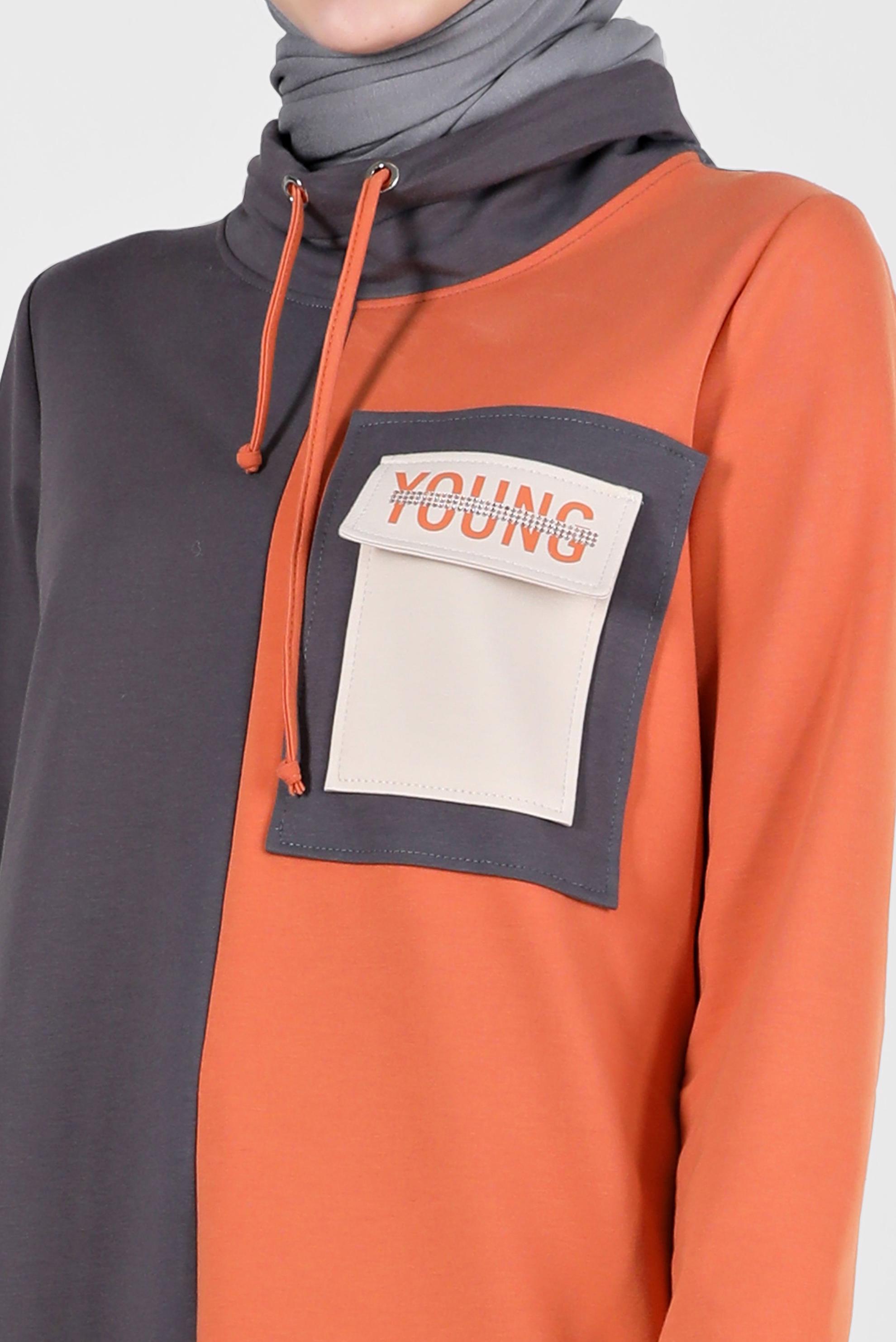 Vêtements hijab GRIS ENSEMBLE DE SURVÊTEMENT AVEC DÉTAILS SLOGAN 42239