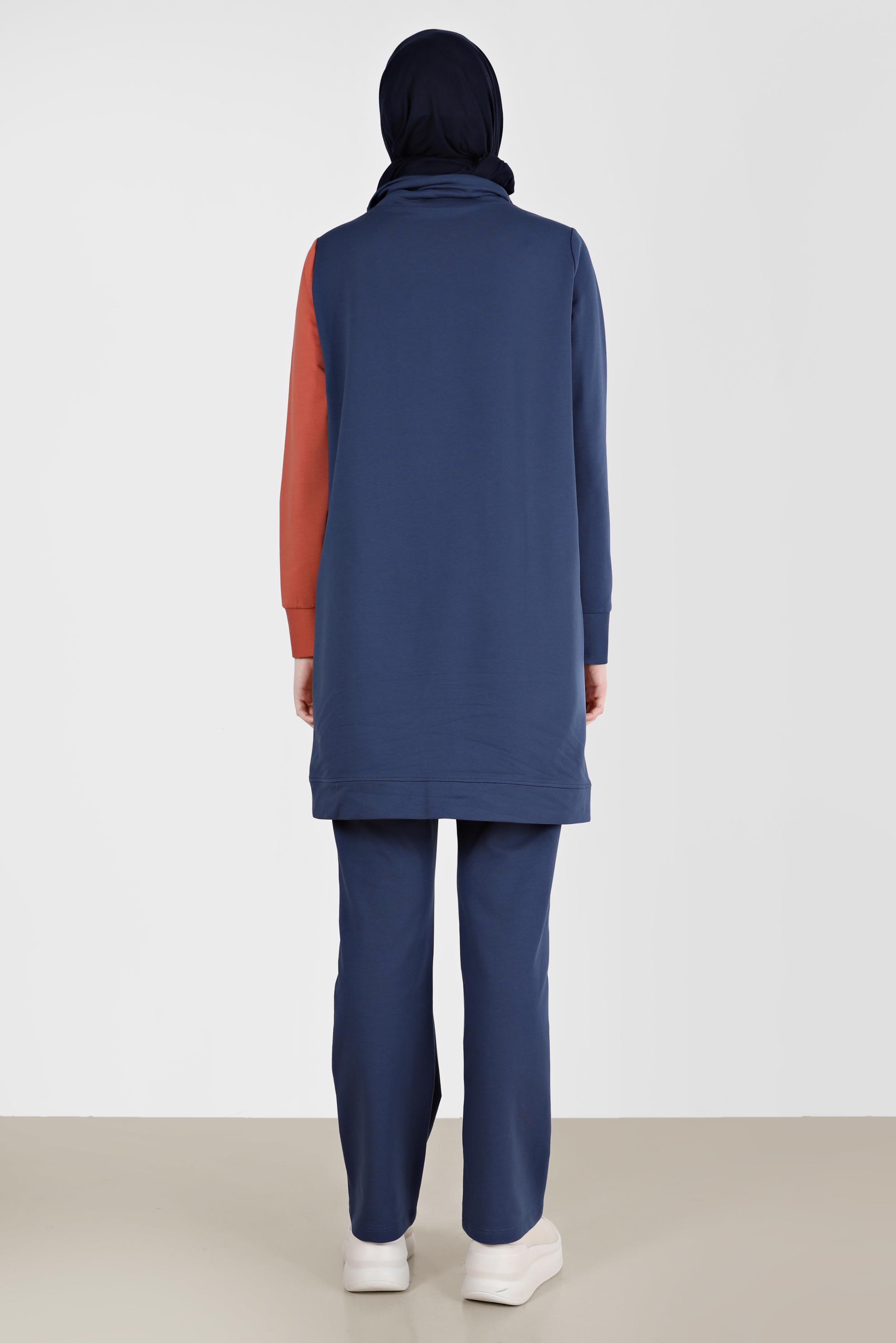 Tesettür giyim MAVİ YAZI DETAYLI PANTOLONLU EŞOFMAN TAKIMI 42239