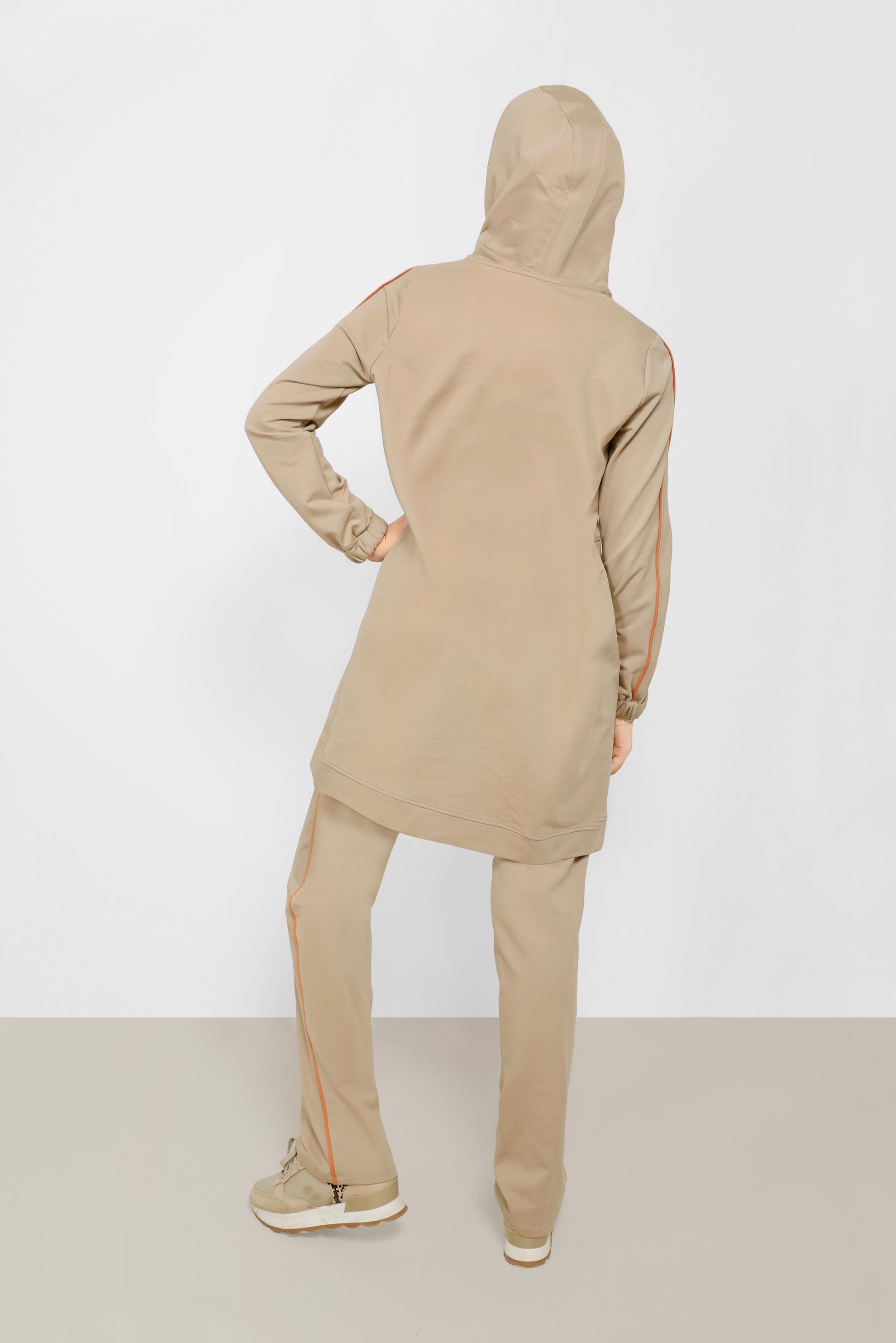 Tesettür giyim BEJ KAPÜŞONLU İKİLİ EŞOFMAN TAKIMI 42243 