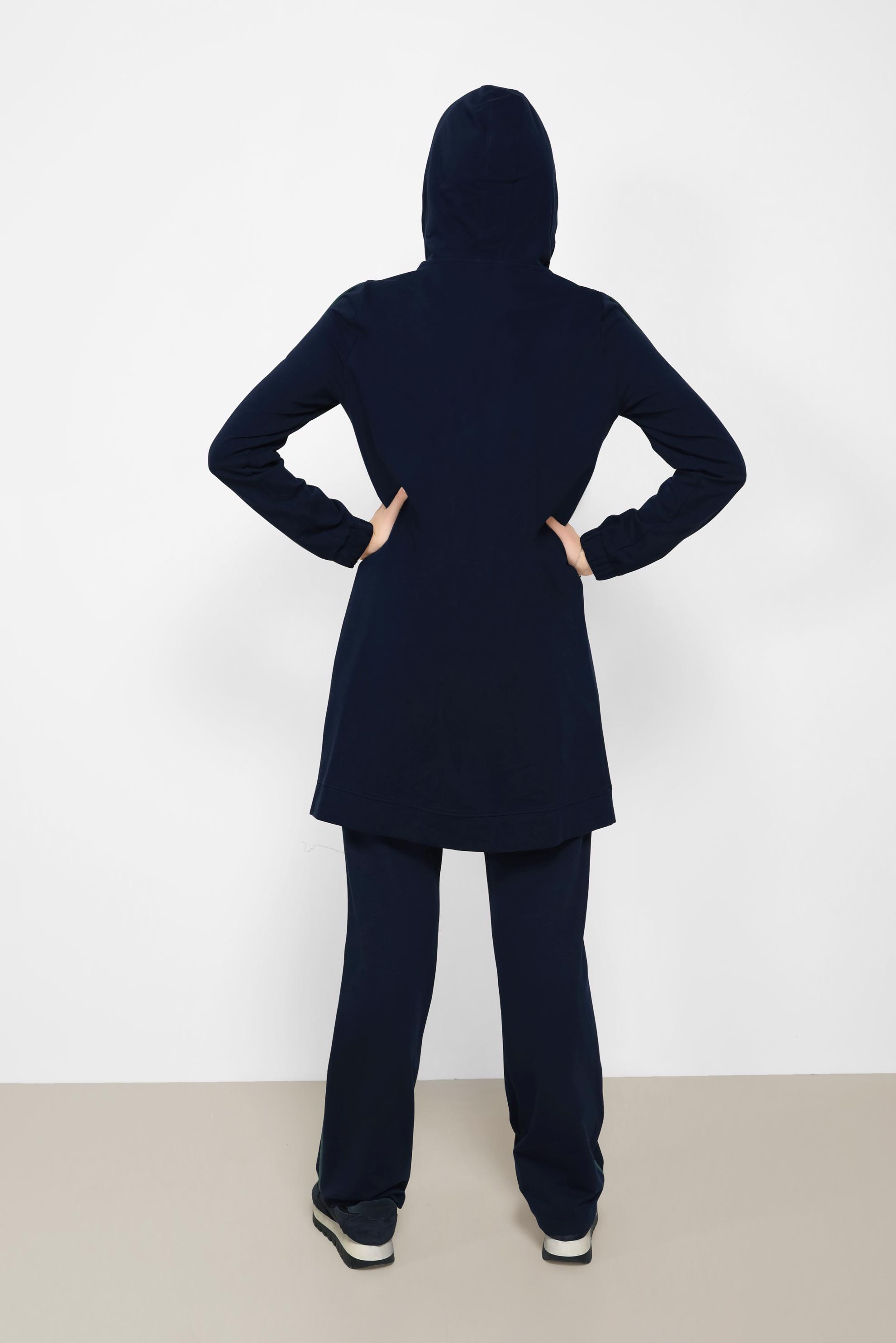 Tesettür giyim LACİVERT KAPÜŞONLU İKİLİ EŞOFMAN TAKIMI 42243 