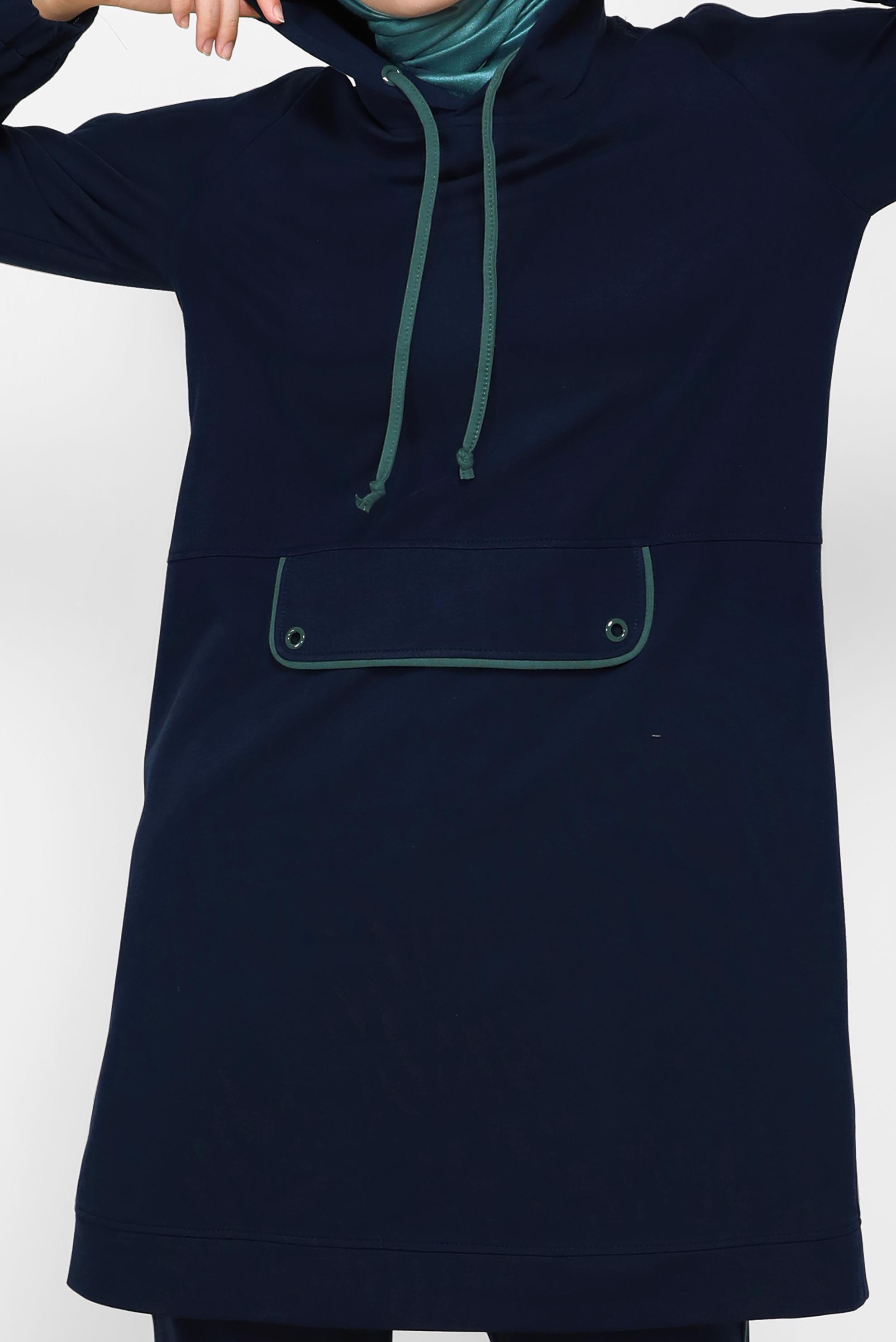 Tesettür giyim LACİVERT KAPÜŞONLU İKİLİ EŞOFMAN TAKIMI 42243 