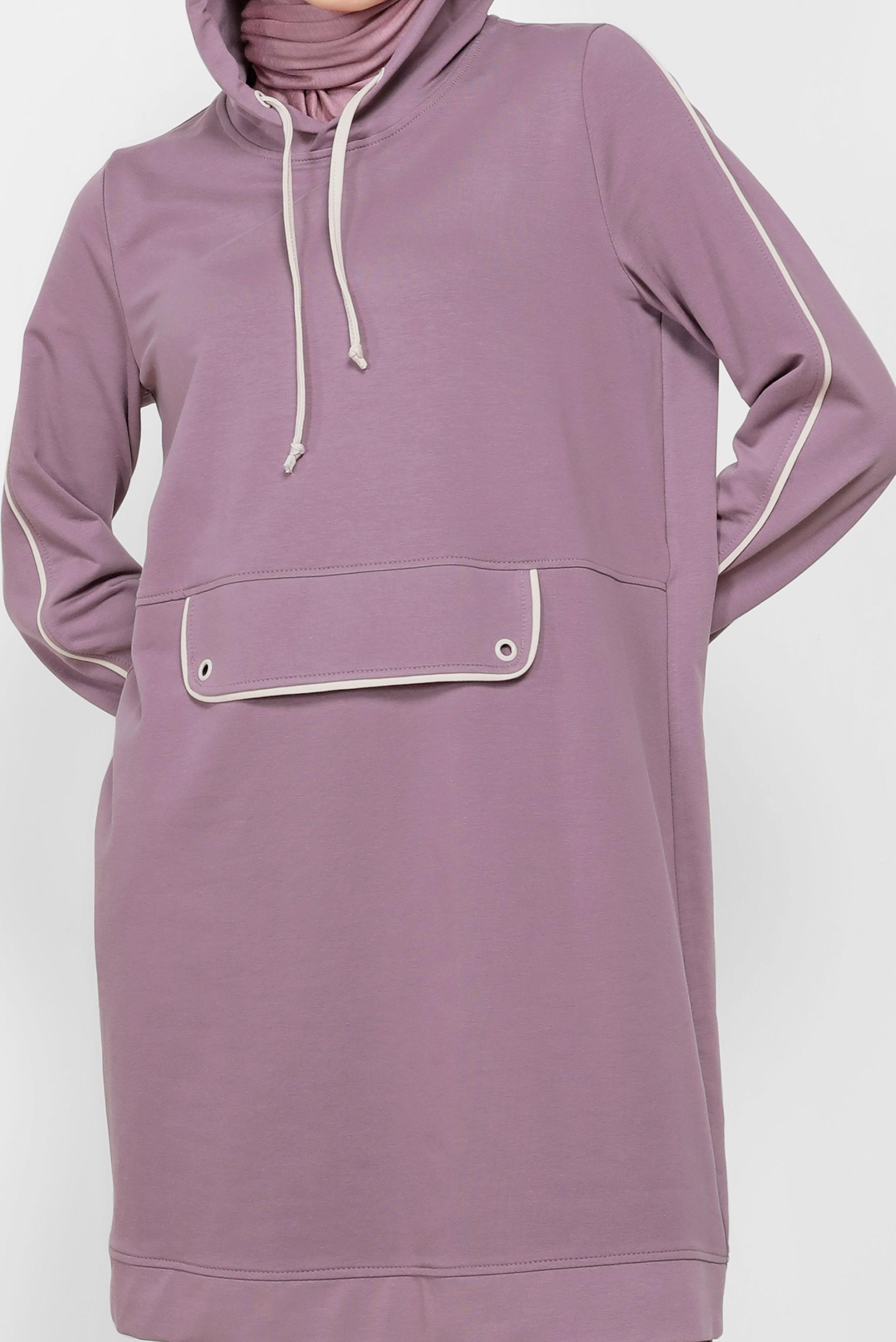 Tesettür giyim MOR KAPÜŞONLU İKİLİ EŞOFMAN TAKIMI 42243 