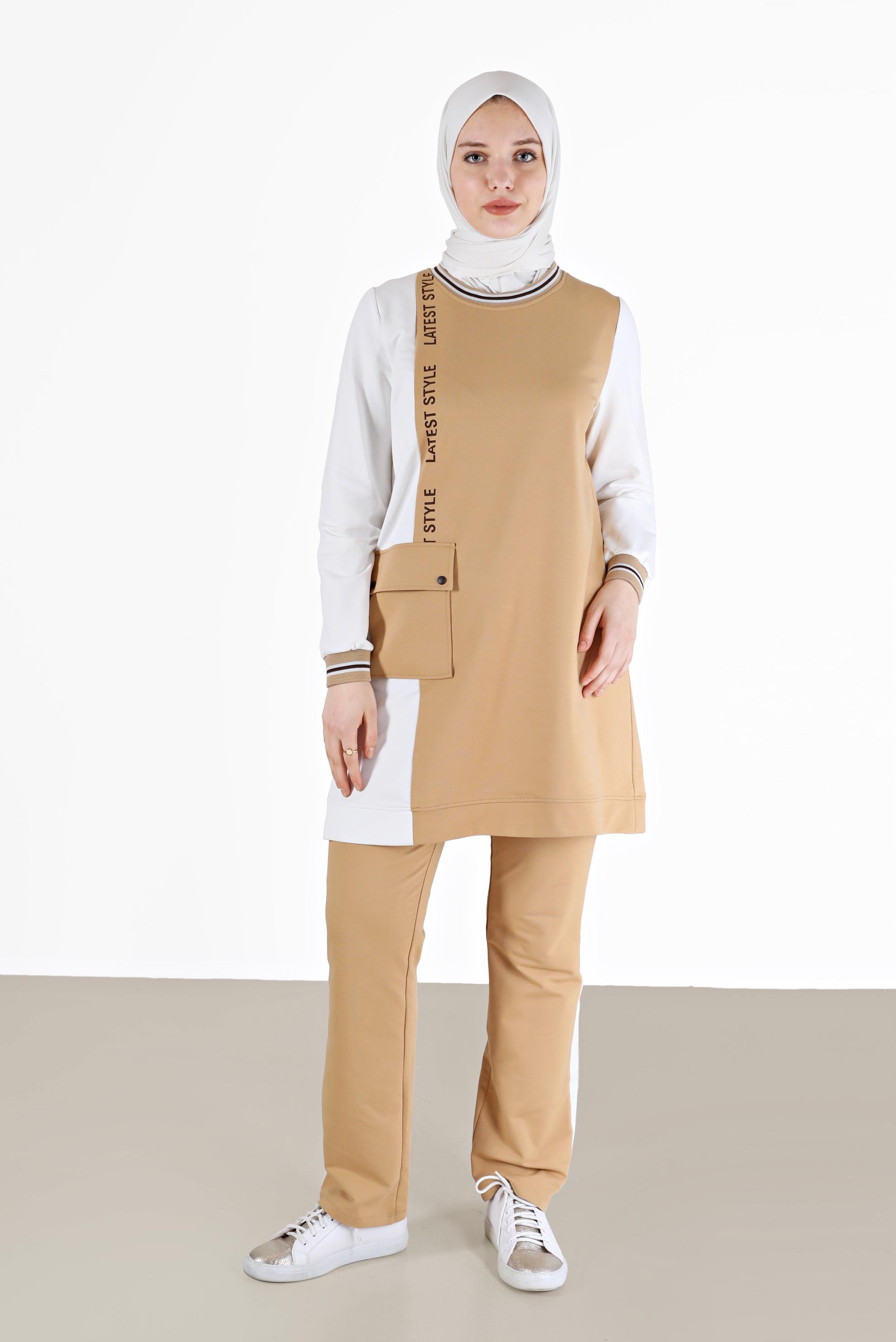 Vêtements hijab BRUN ENSEMBLE DE SURVÊTEMENT 2 PIÈCES AVEC POCHE 42269