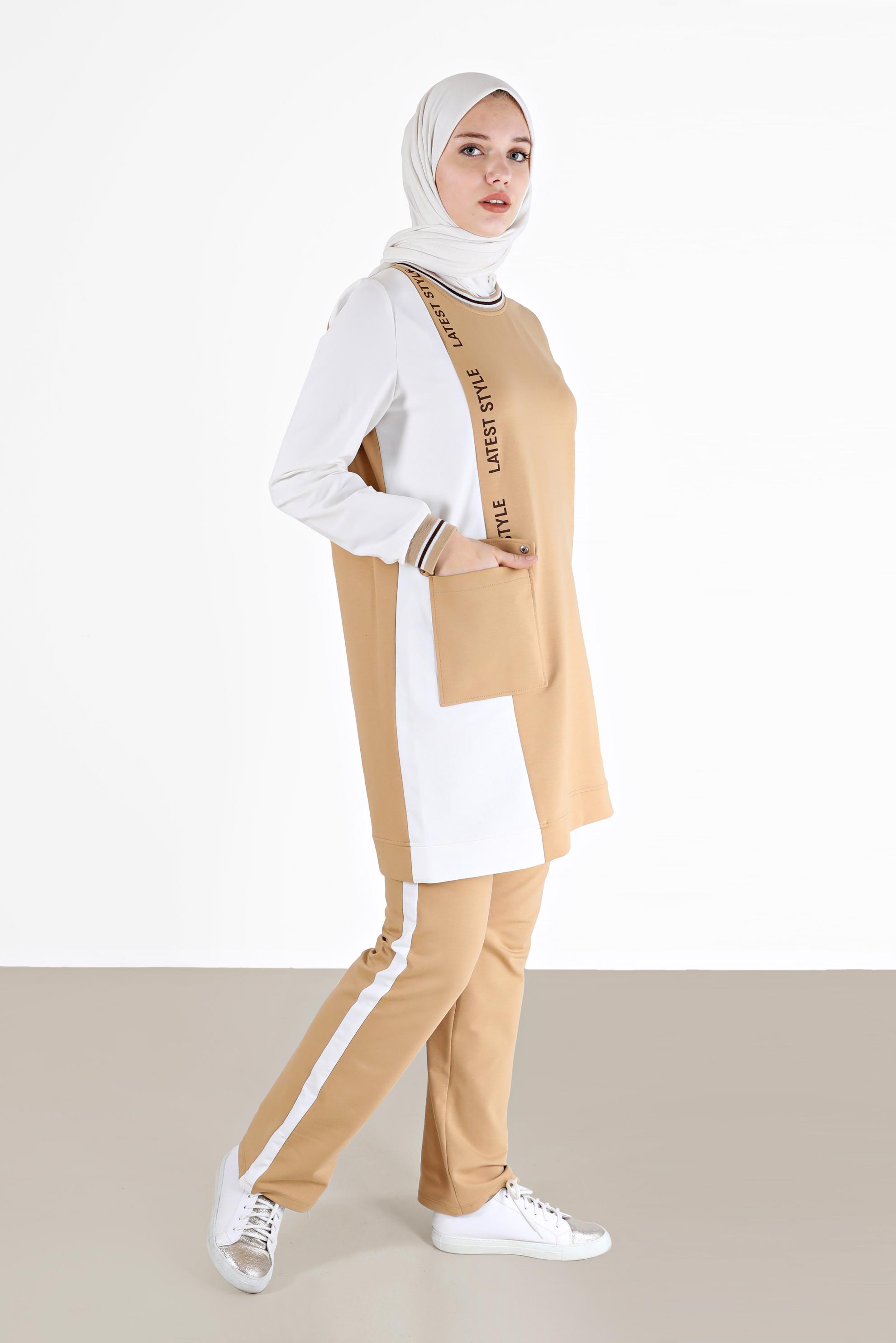 Vêtements hijab BRUN ENSEMBLE DE SURVÊTEMENT 2 PIÈCES AVEC POCHE 42269