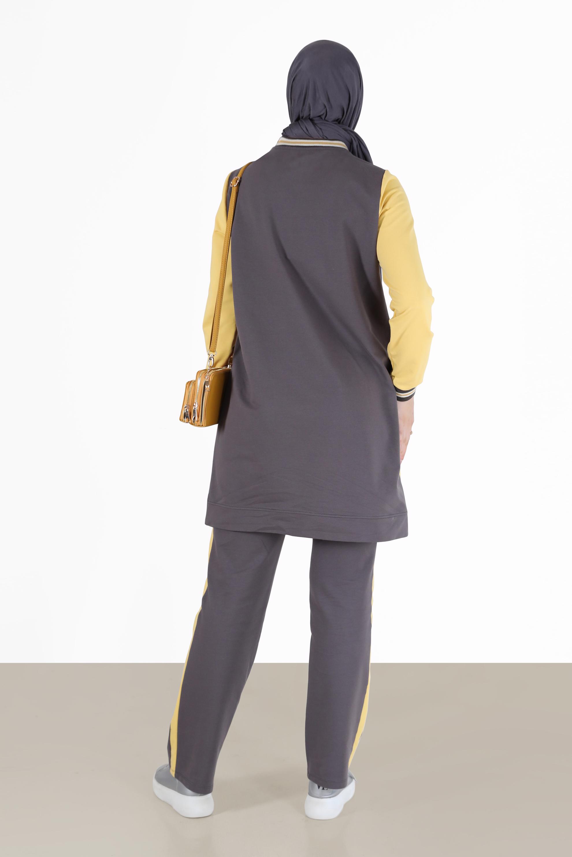 Vêtements hijab GRIS ENSEMBLE DE SURVÊTEMENT 2 PIÈCES AVEC POCHE 42269