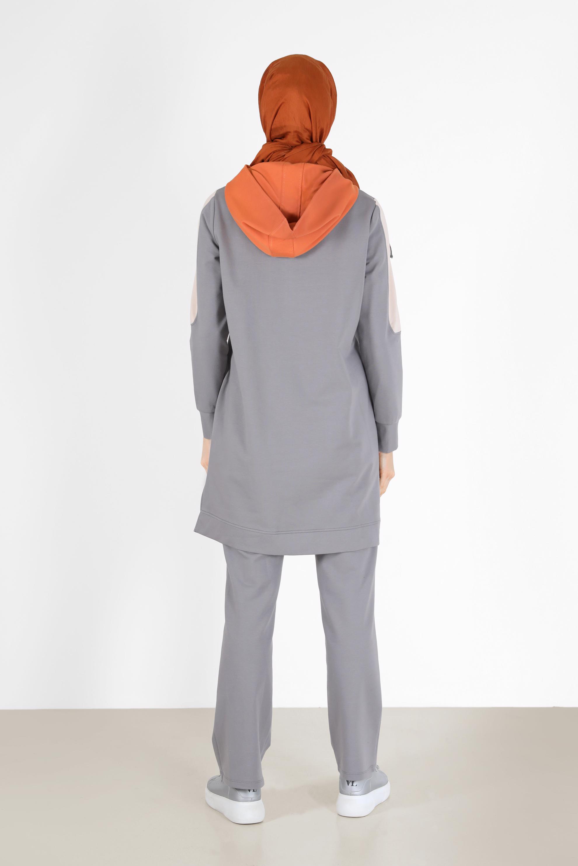 Vêtements hijab GRIS ENSEMBLE DE SURVÊTEMENT 2 PIÈCES À CAPUCHE AVEC PANTALON 42270