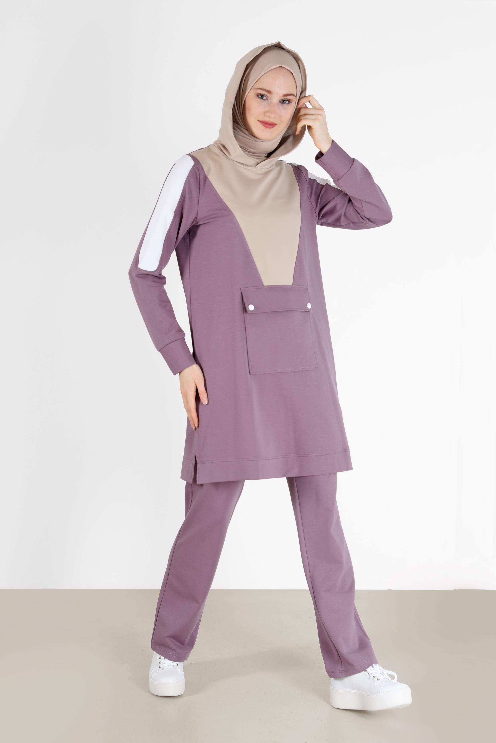Vêtements hijab POURPRE ENSEMBLE DE SURVÊTEMENT 2 PIÈCES À CAPUCHE AVEC PANTALON 42270