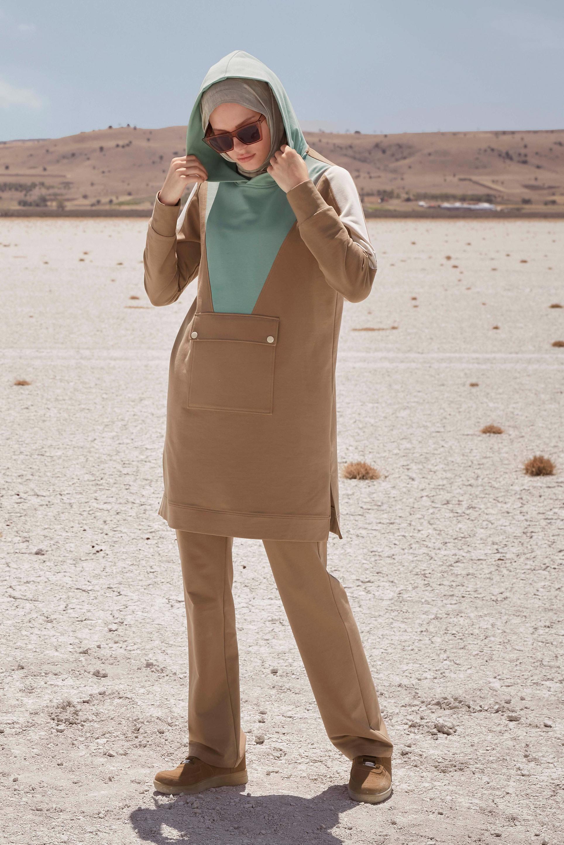 Vêtements hijab BRUN ENSEMBLE DE SURVÊTEMENT 2 PIÈCES À CAPUCHE AVEC PANTALON 42270