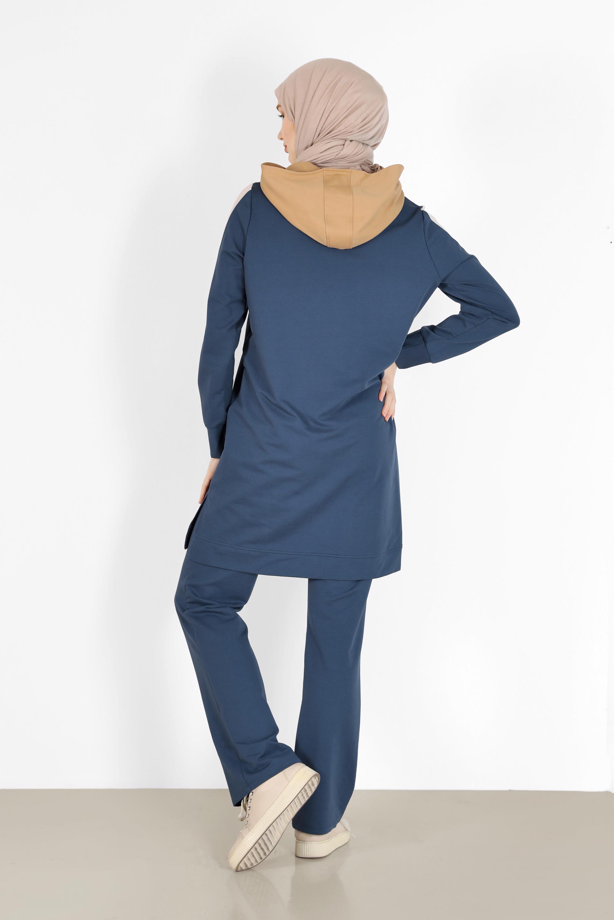 Vêtements hijab BLEU MARINE ENSEMBLE DE SURVÊTEMENT 2 PIÈCES À CAPUCHE AVEC PANTALON 42270
