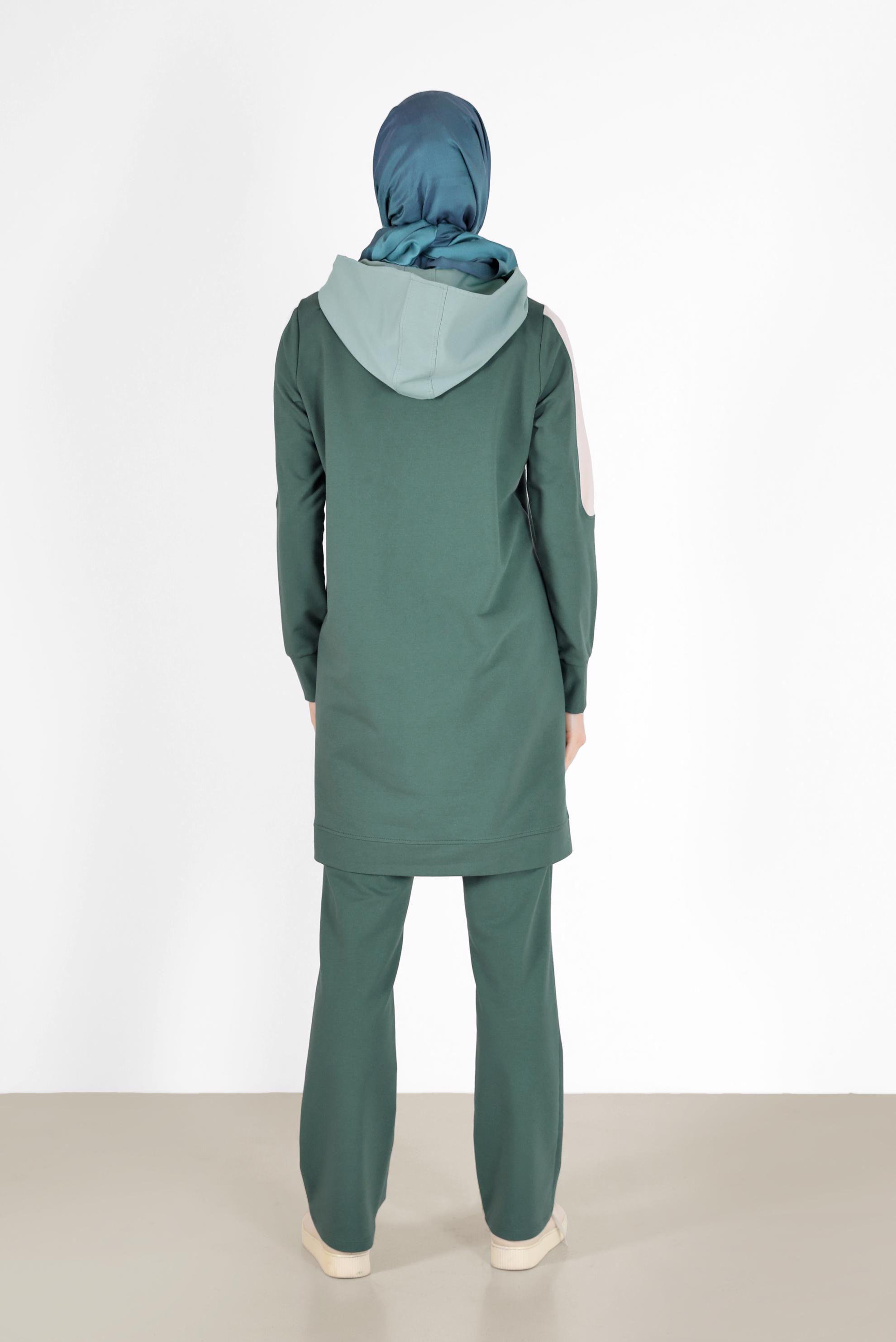 Vêtements hijab VERT ENSEMBLE DE SURVÊTEMENT 2 PIÈCES À CAPUCHE AVEC PANTALON 42270