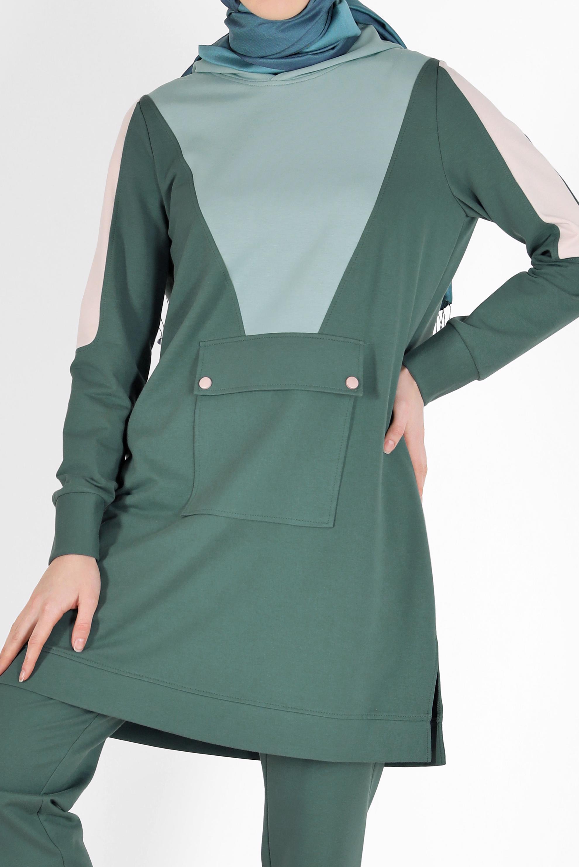 Vêtements hijab VERT ENSEMBLE DE SURVÊTEMENT 2 PIÈCES À CAPUCHE AVEC PANTALON 42270