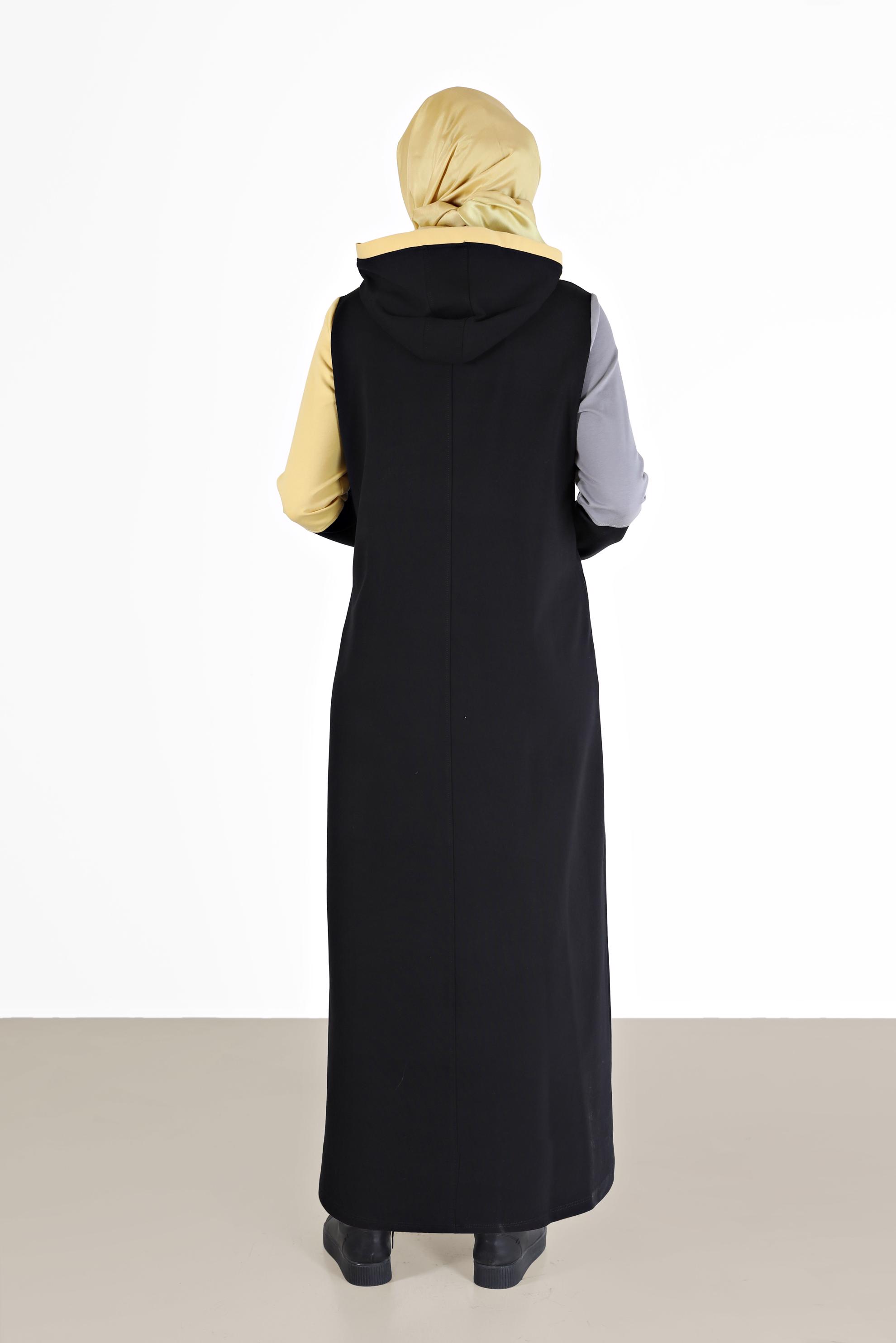 Hijab clothing BLACK 3-COLOR HOODED TRACKSUIT DRESS 42273 