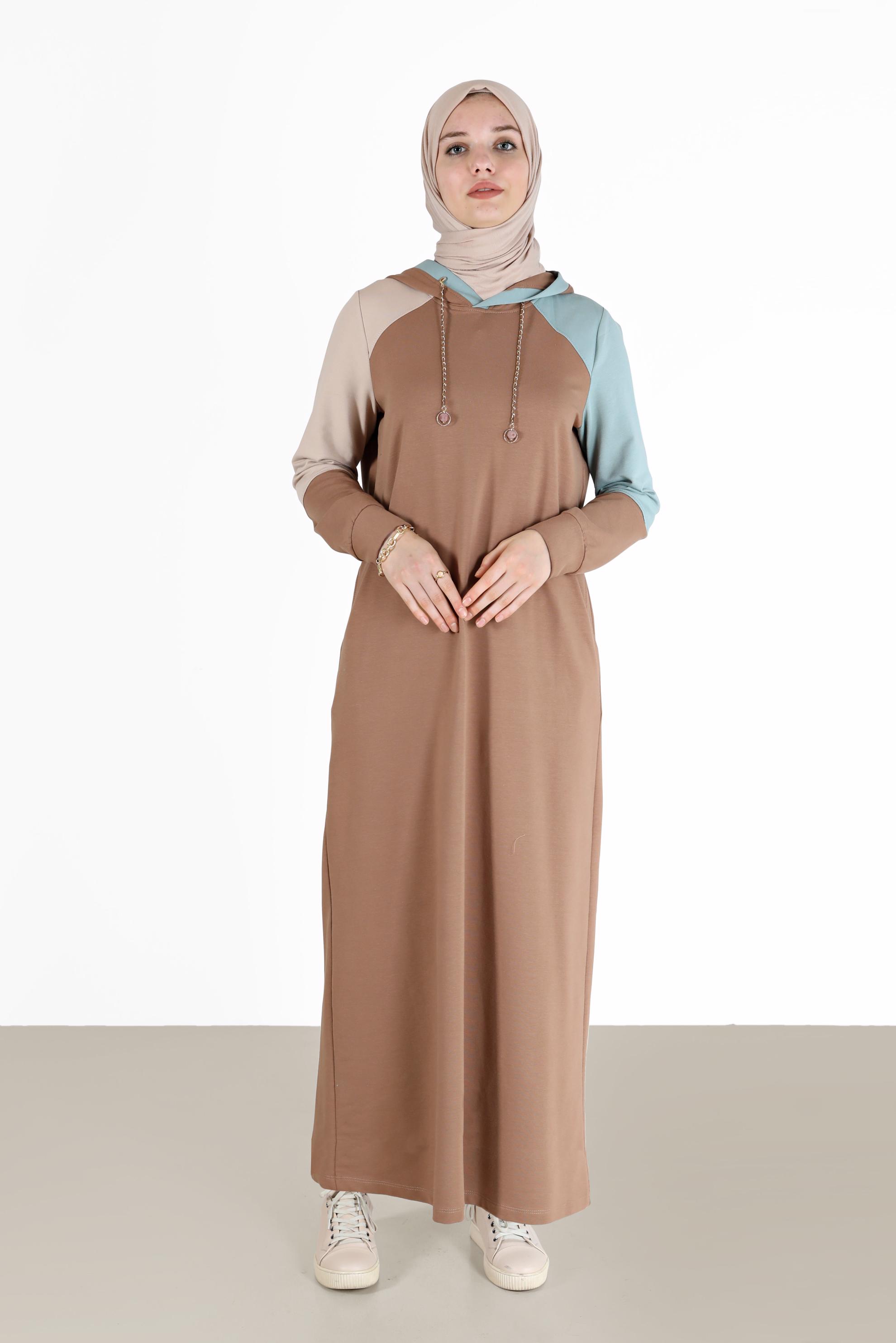 Vêtements hijab BRUN ROBE DE SURVÊTEMENT 3 COULEURS À CAPUCHE 42273