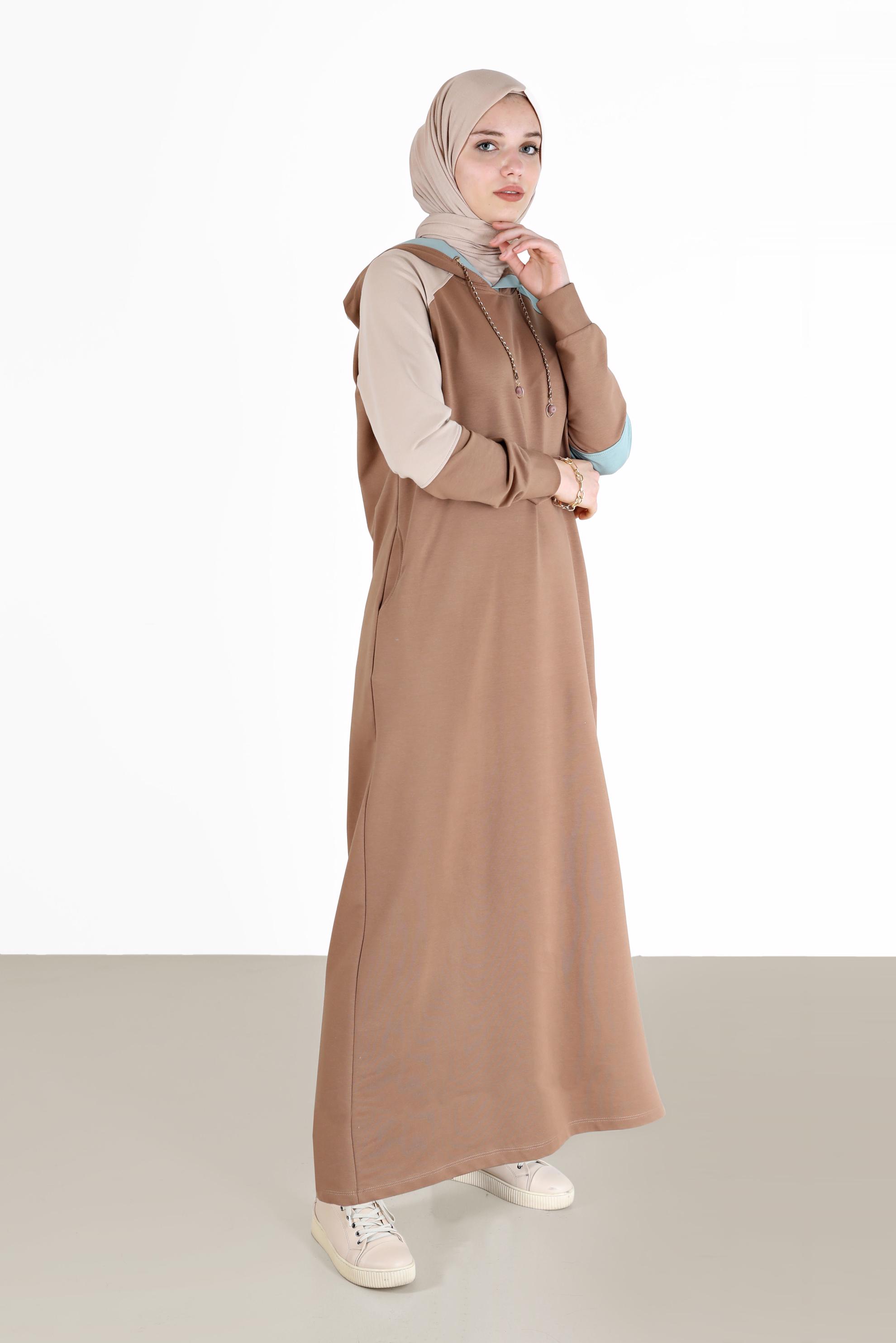 Vêtements hijab BRUN ROBE DE SURVÊTEMENT 3 COULEURS À CAPUCHE 42273