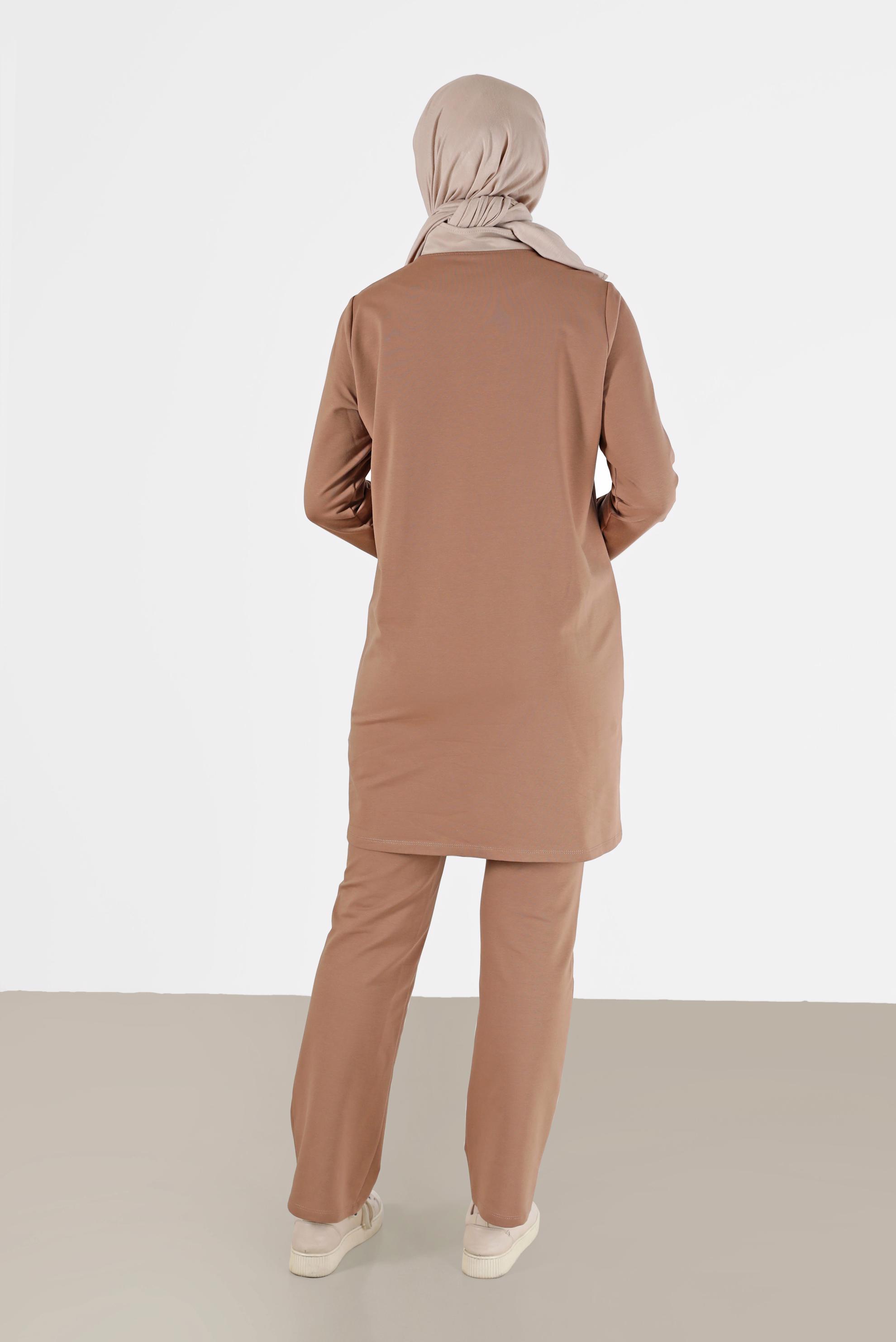 Vêtements hijab BRUN ENSEMBLE SURVÊTEMENT ZIPPÉ 2 COULEURS AVEC PANTALON 42348