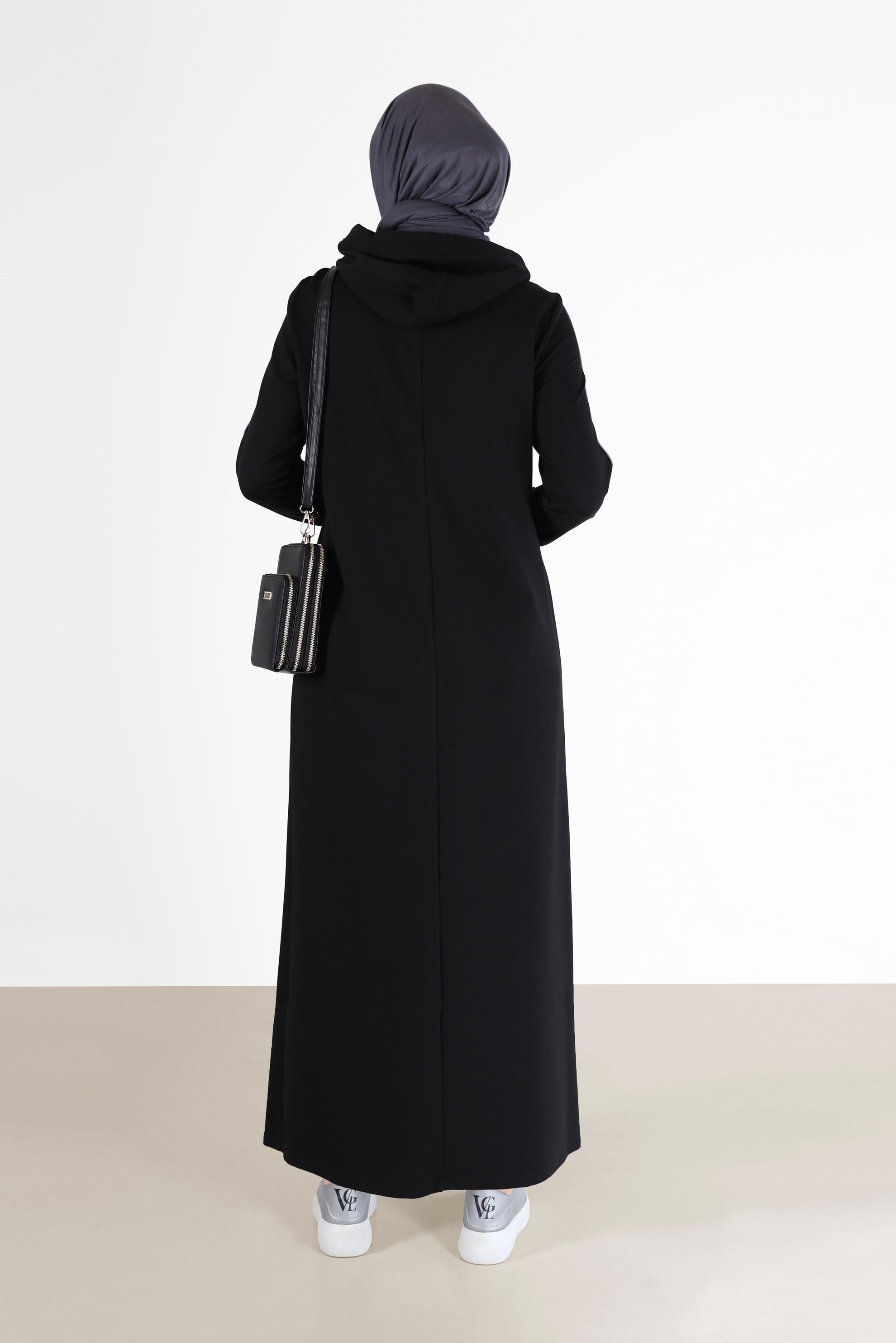 Vêtements hijab NOIR ROBE DE SURVÊTEMENT À CAPUCHE AVEC POCHES 42351