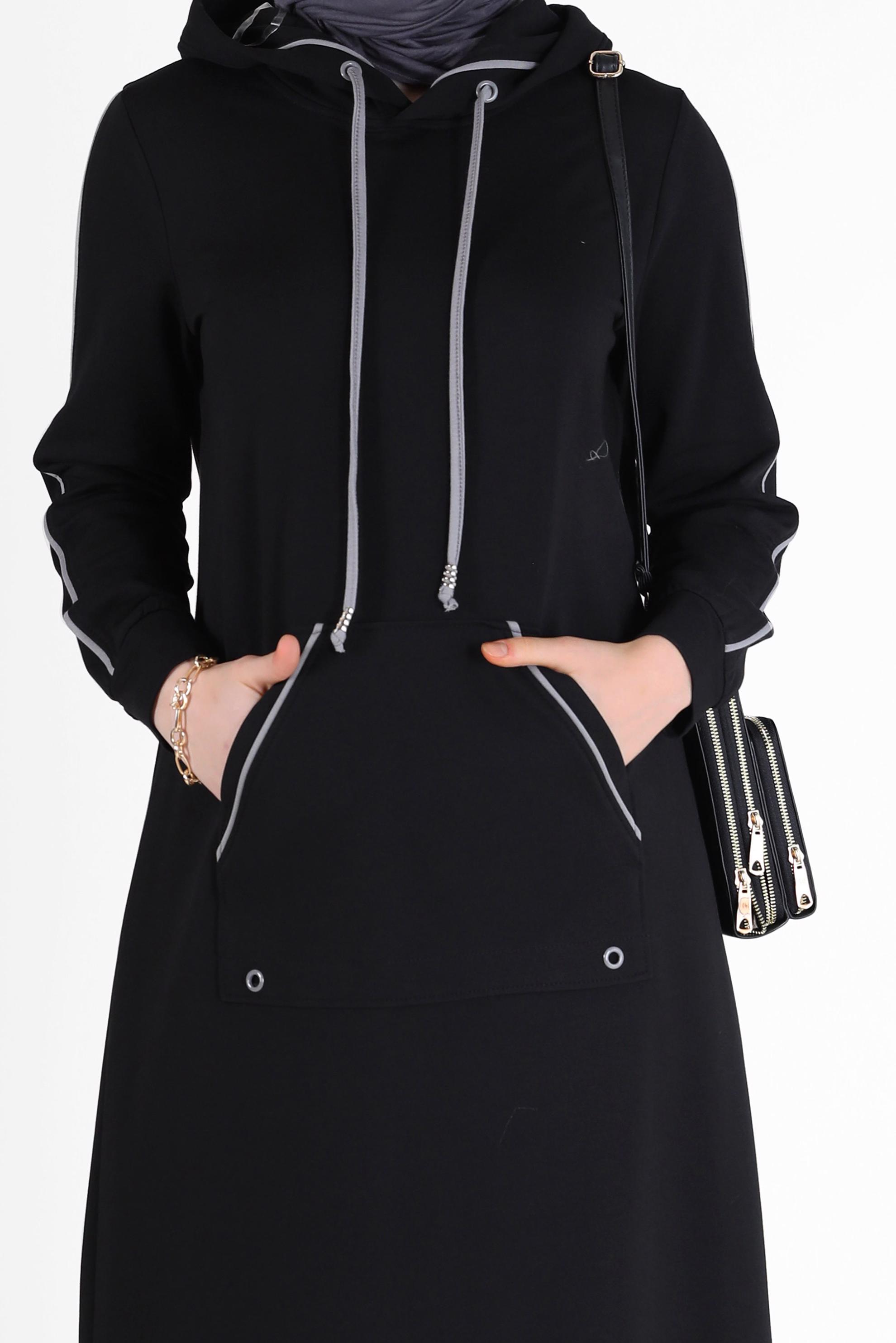 Vêtements hijab NOIR ROBE DE SURVÊTEMENT À CAPUCHE AVEC POCHES 42351