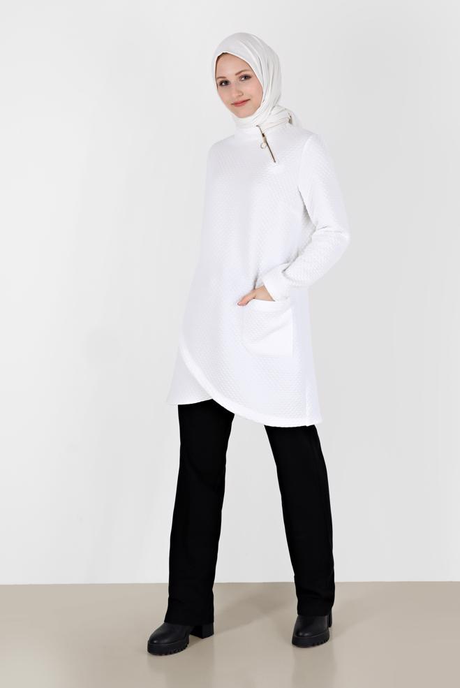 Vêtements hijab NOIR PANTALON DE SURVÊTEMENT EN COTON TAILLE ÉLASTIQUE 70309 - ALVİNA