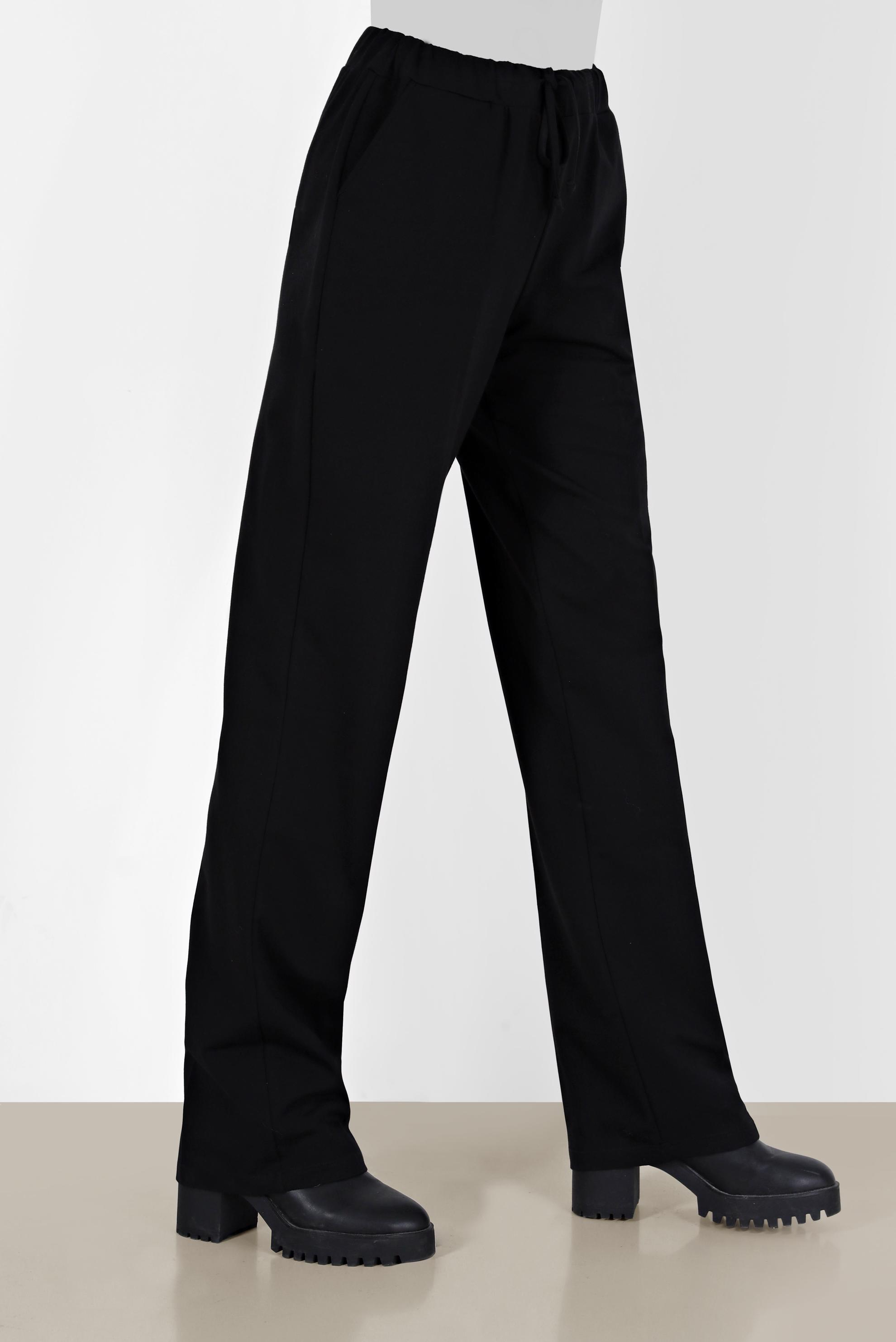 Vêtements hijab NOIR PANTALON DE SURVÊTEMENT EN COTON TAILLE ÉLASTIQUE 70309