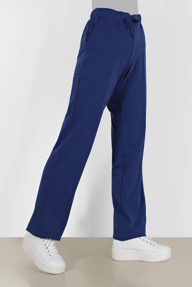 Vêtements hijab BLEU MARINE PANTALON DE SURVÊTEMENT EN COTON TAILLE ÉLASTIQUE 70309 - ALVİNA