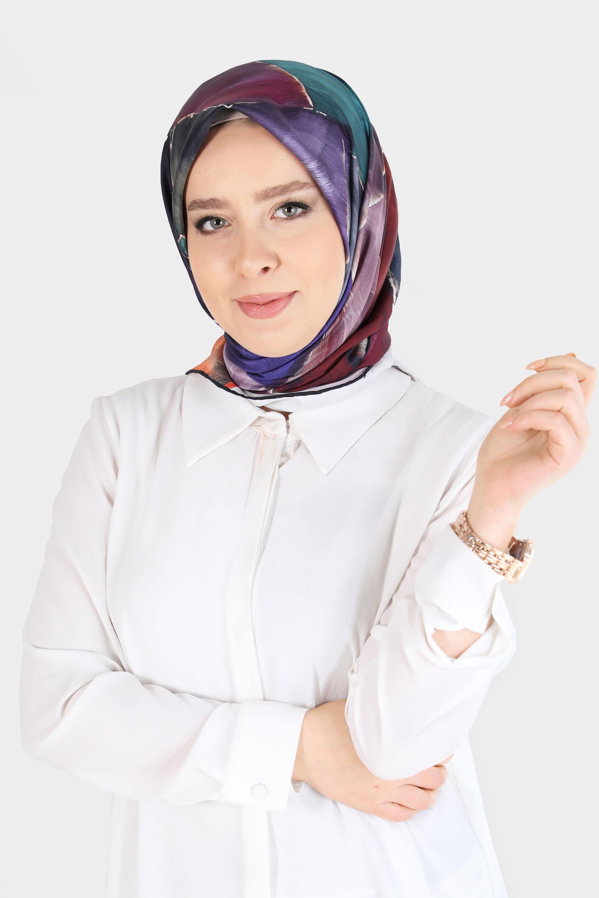 Tesettür giyim SİYAH ALVİNA DİJİTAL TWİLL EŞARP 8094 