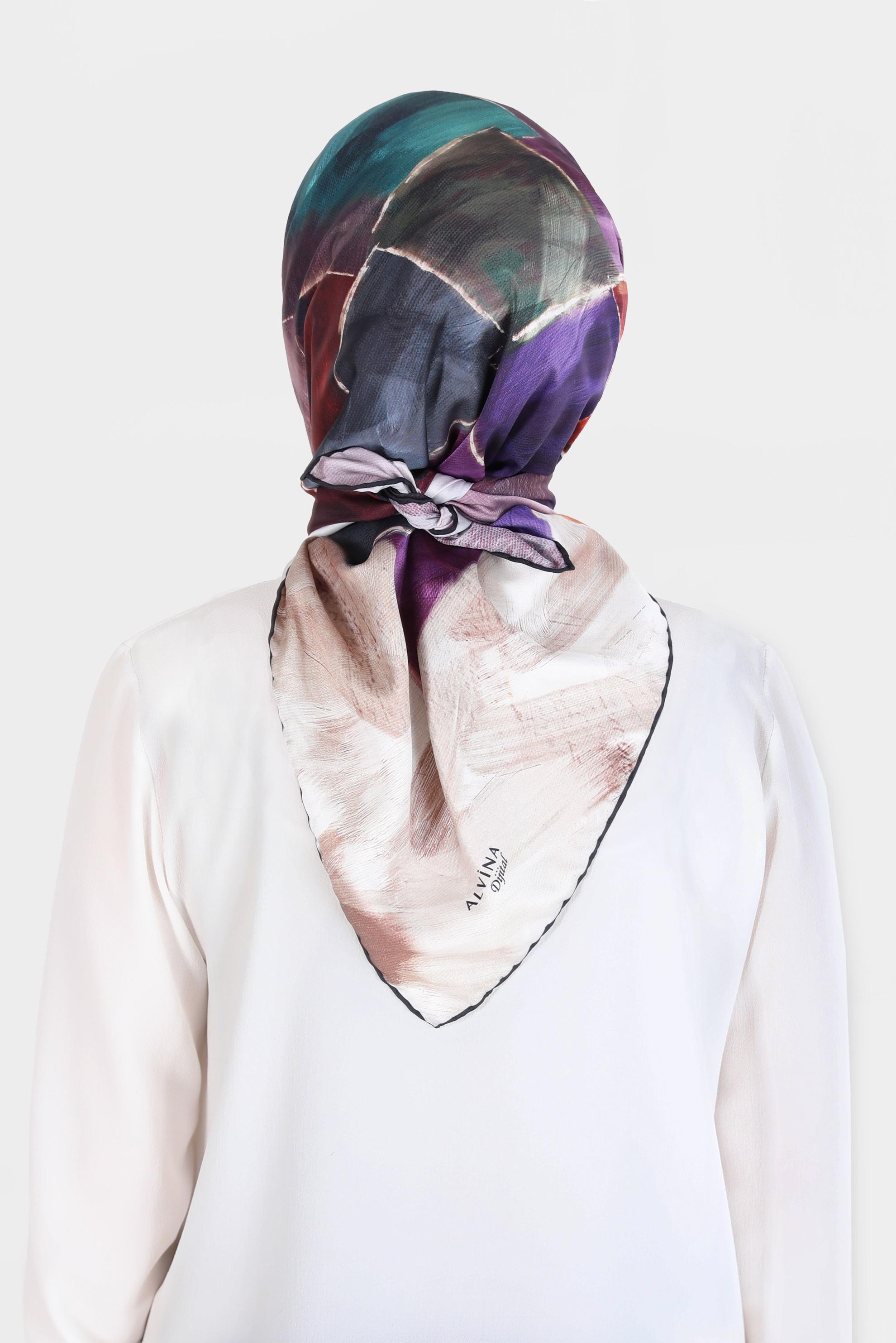 Tesettür giyim SİYAH ALVİNA DİJİTAL TWİLL EŞARP 8094 