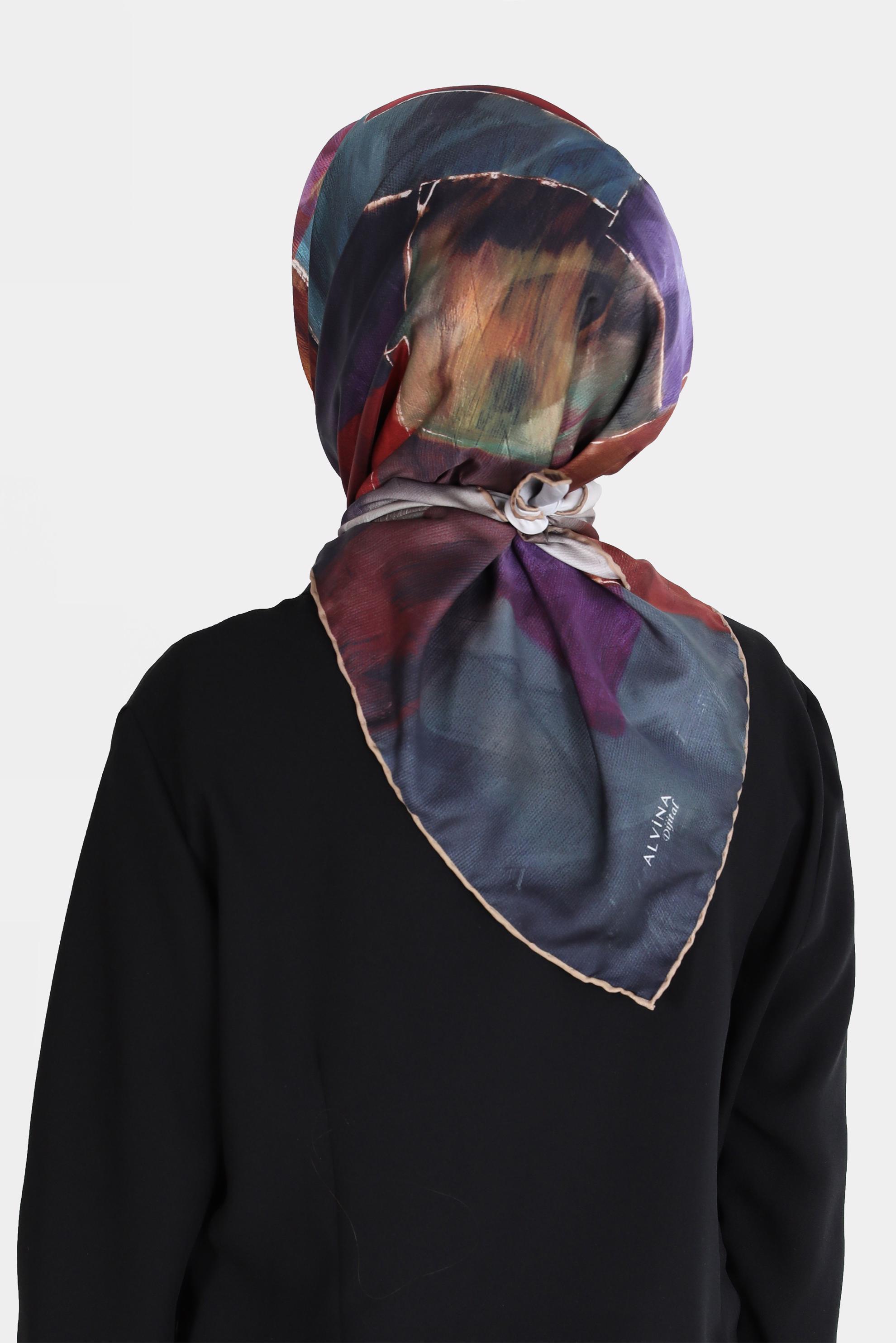 Tesettür giyim ALTIN ALVİNA DİJİTAL TWİLL EŞARP 8094 