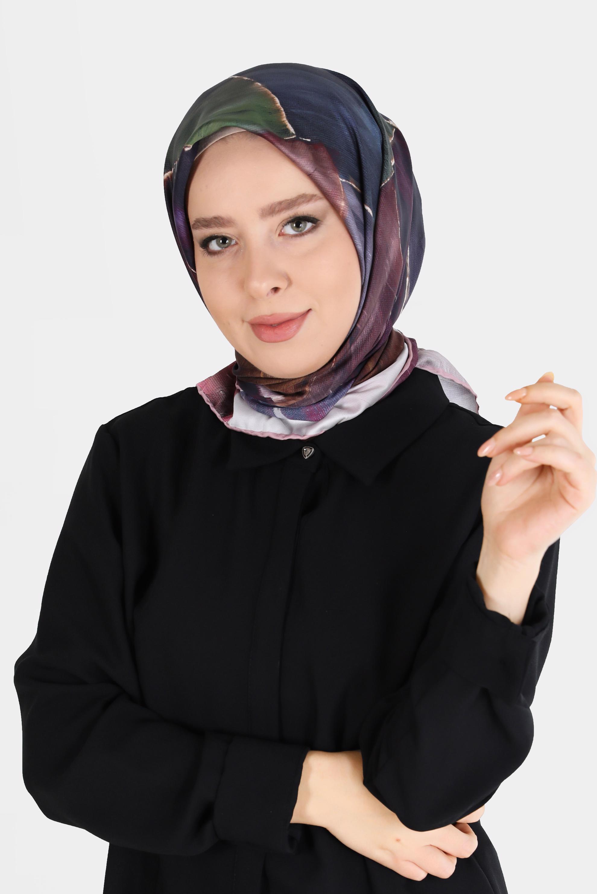 Tesettür giyim PUDRA ALVİNA DİJİTAL TWİLL EŞARP 8094 