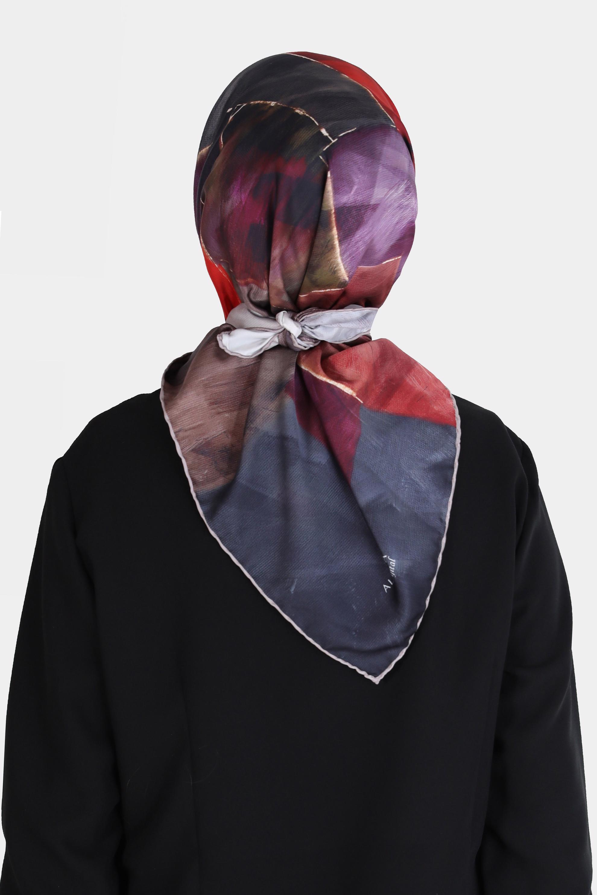 Tesettür giyim VİZON ALVİNA DİJİTAL TWİLL EŞARP 8094 