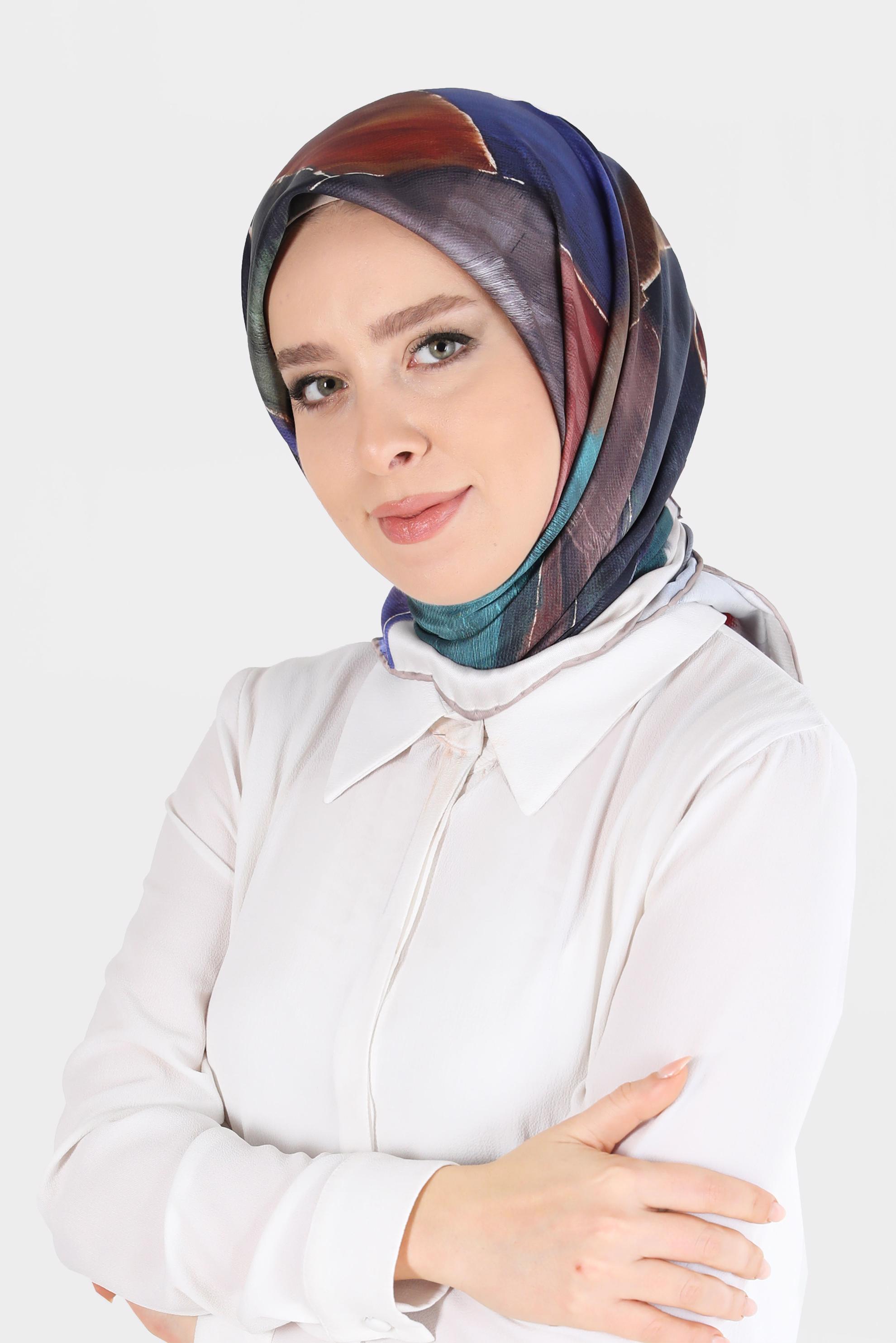 Tesettür giyim BEJ ALVİNA DİJİTAL TWİLL EŞARP 8094 