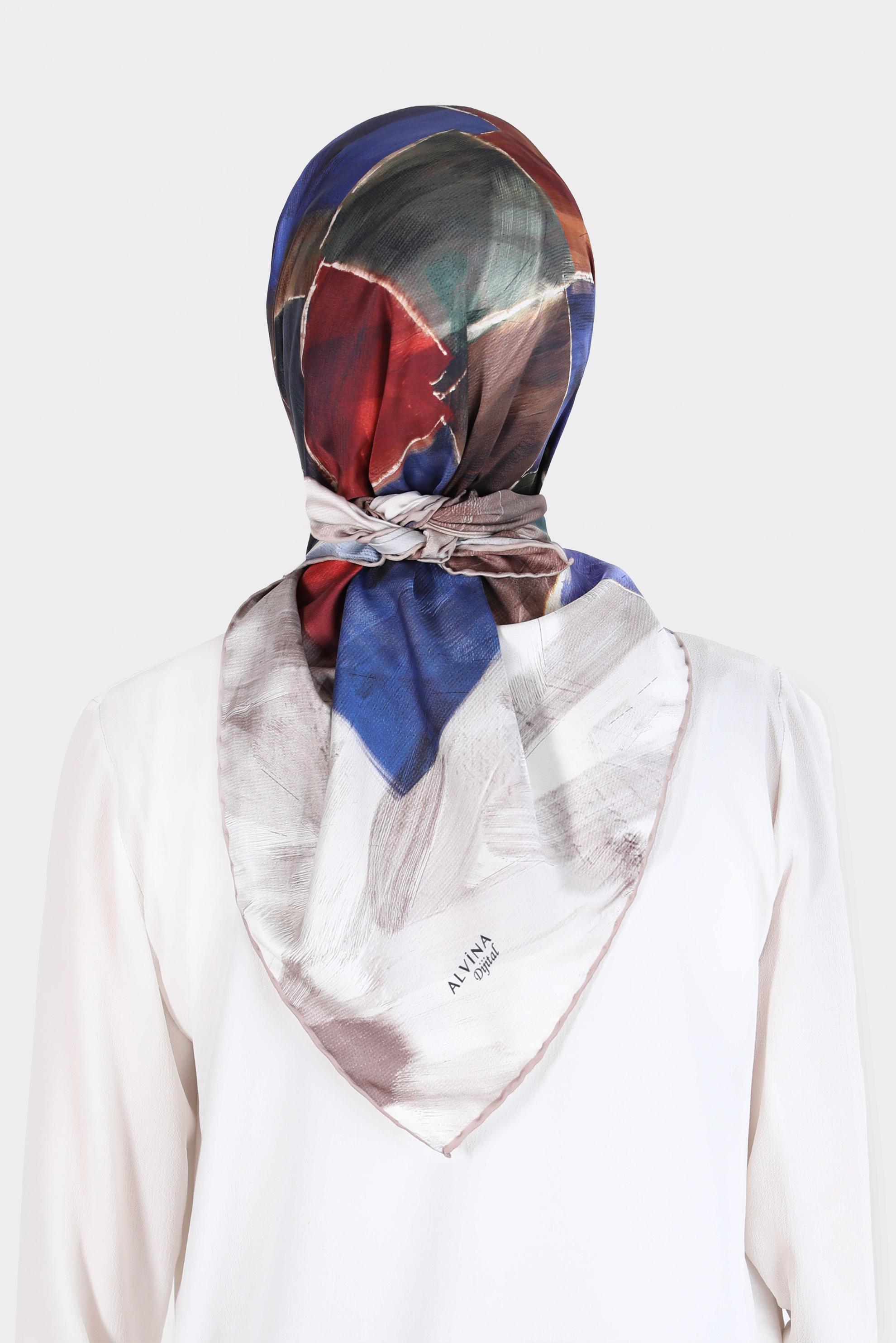 Tesettür giyim BEJ ALVİNA DİJİTAL TWİLL EŞARP 8094 