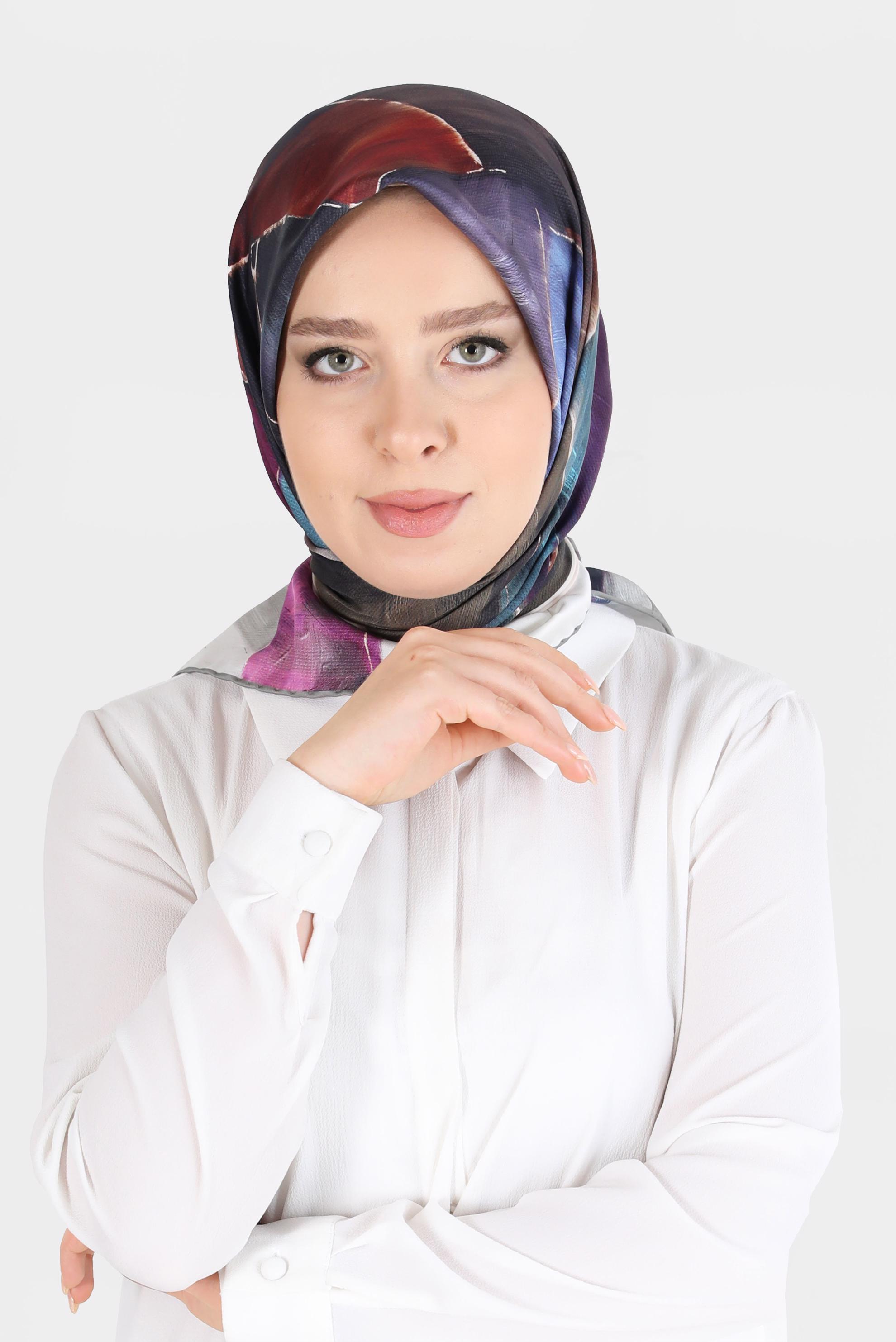 Tesettür giyim YEŞİL ALVİNA DİJİTAL TWİLL EŞARP 8094 