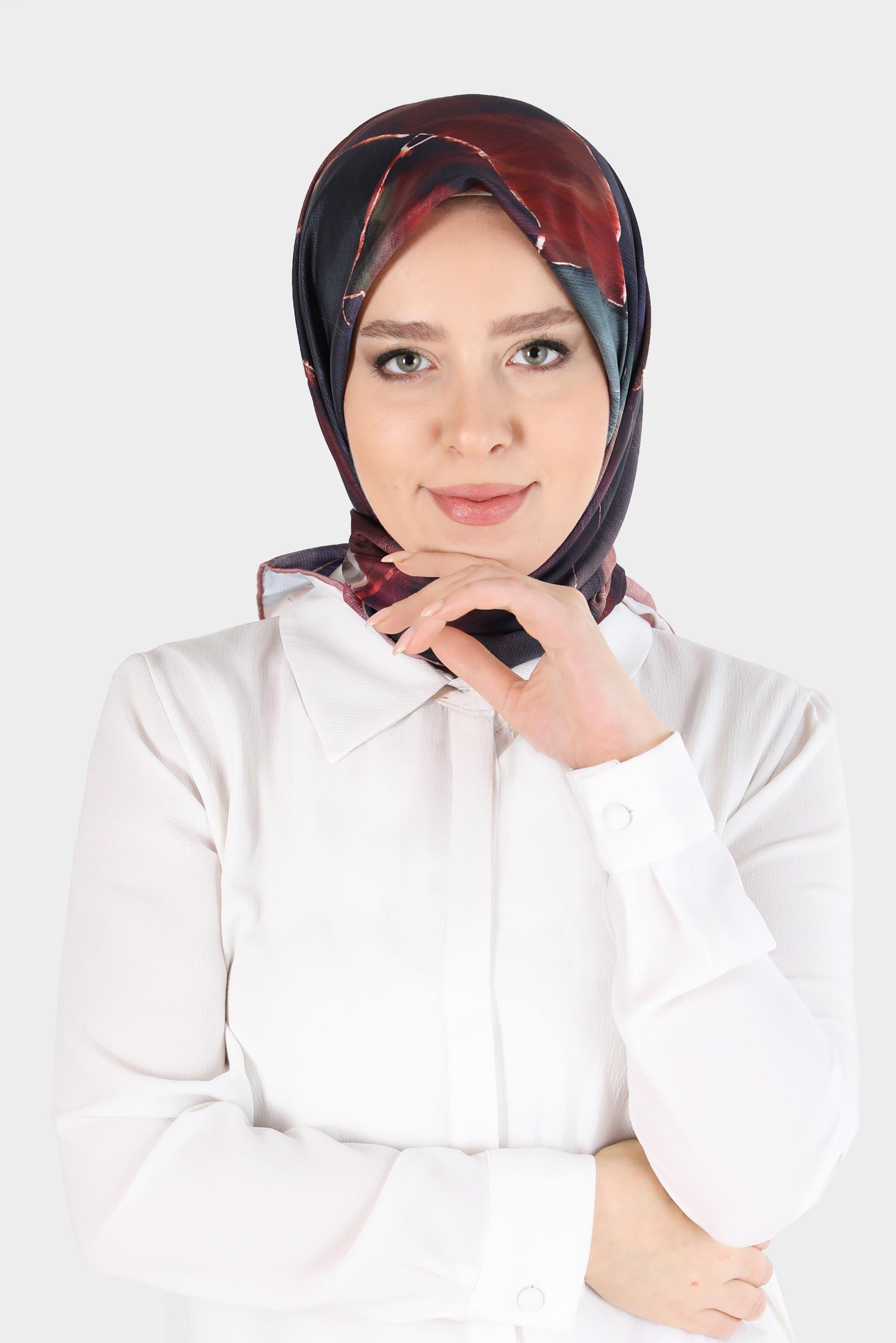 Tesettür giyim PEMBE ALVİNA DİJİTAL TWİLL EŞARP 8094 