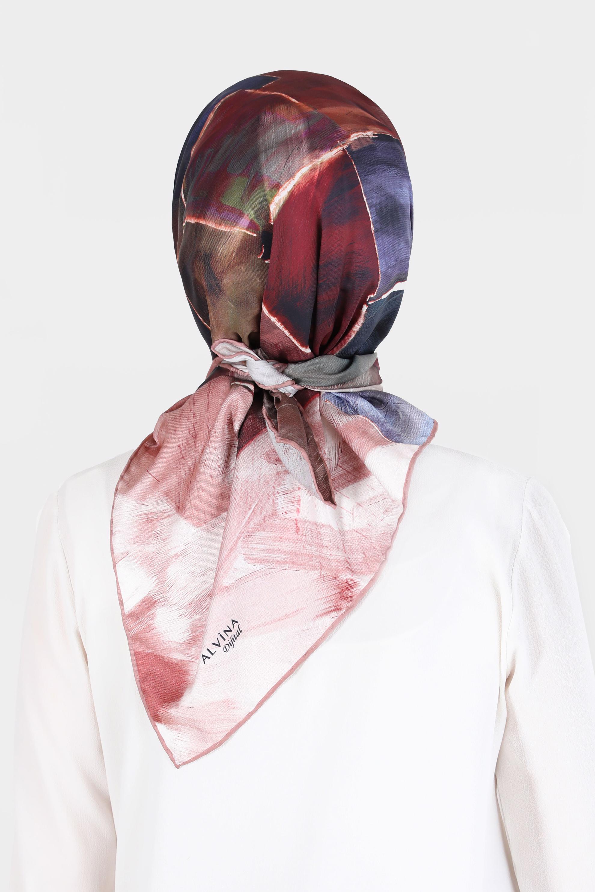 Tesettür giyim PEMBE ALVİNA DİJİTAL TWİLL EŞARP 8094 