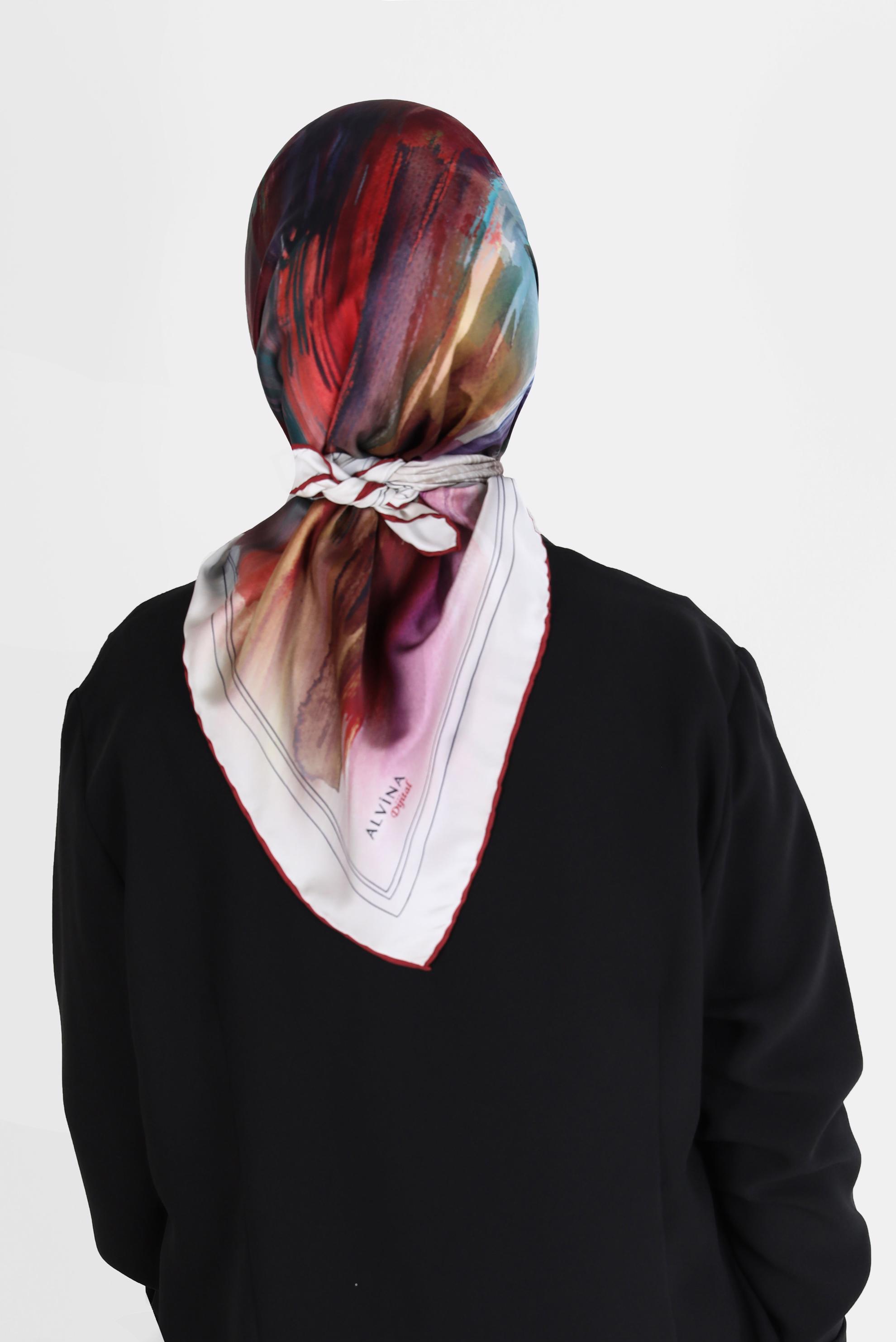 Tesettür giyim BORDO ALVİNA DİJİTAL SURA EŞARP 8095 