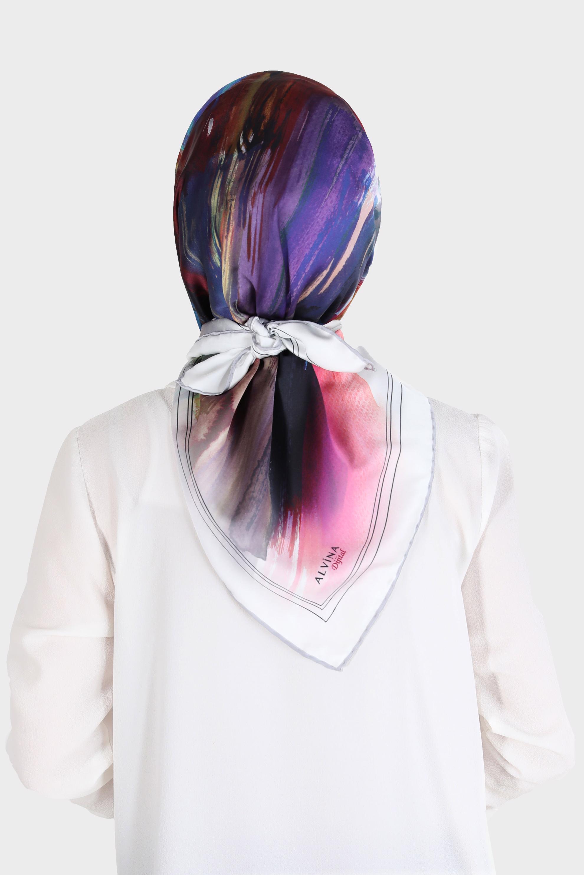 Tesettür giyim GÜMÜŞ ALVİNA DİJİTAL SURA EŞARP 8095 