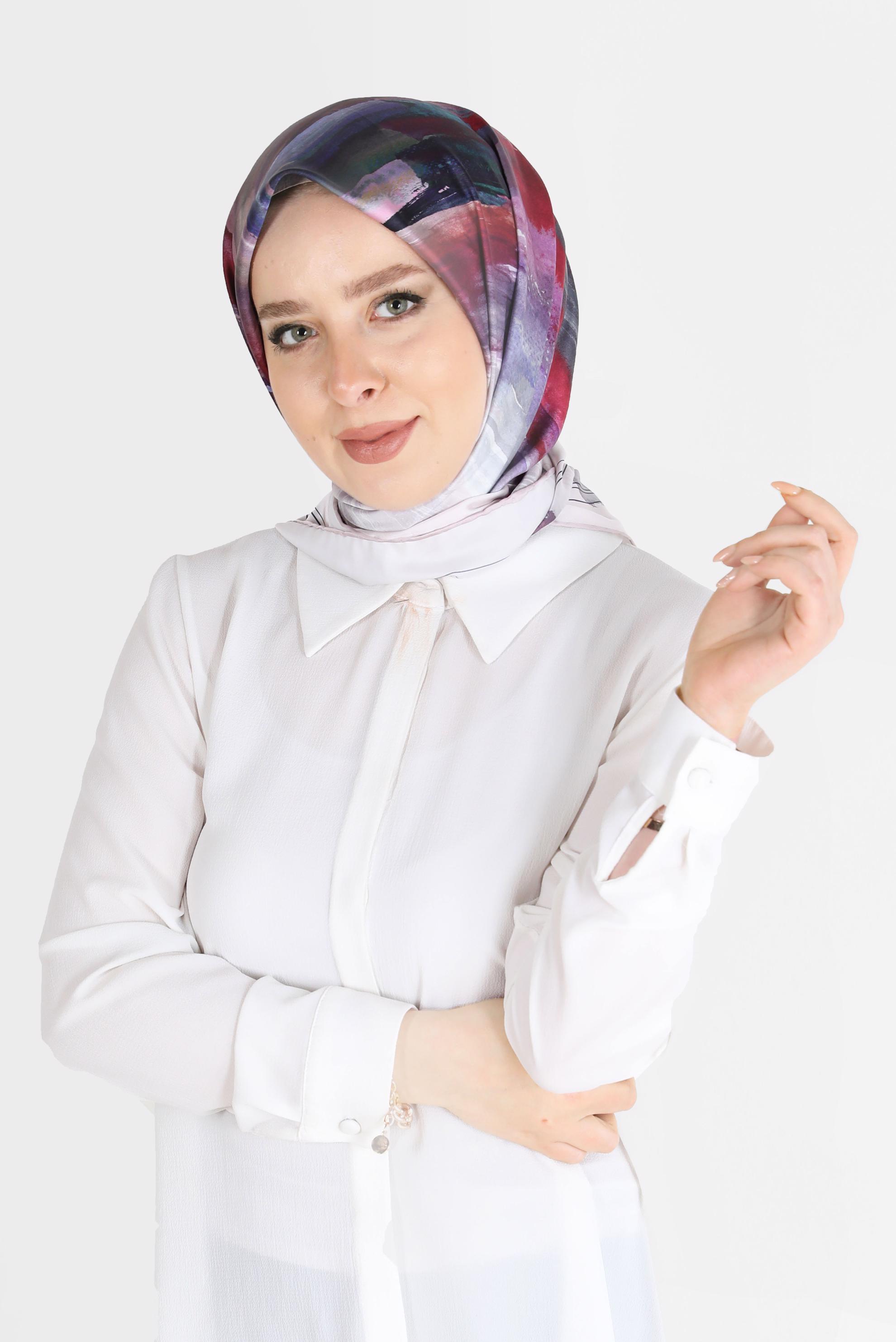 Tesettür giyim PUDRA ALVİNA DİJİTAL SURA EŞARP 8095 