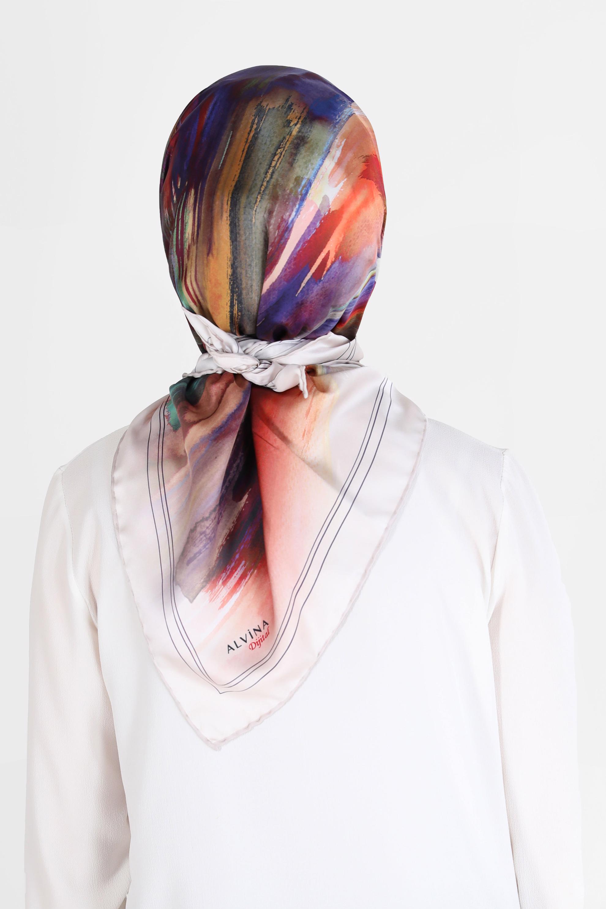 Tesettür giyim VİZON ALVİNA DİJİTAL SURA EŞARP 8095 