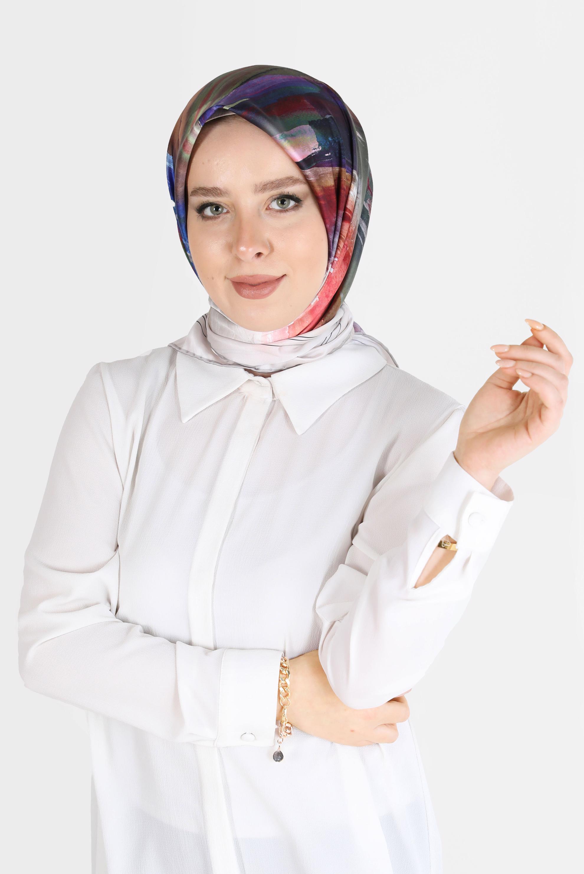 Tesettür giyim BEJ ALVİNA DİJİTAL SURA EŞARP 8095 