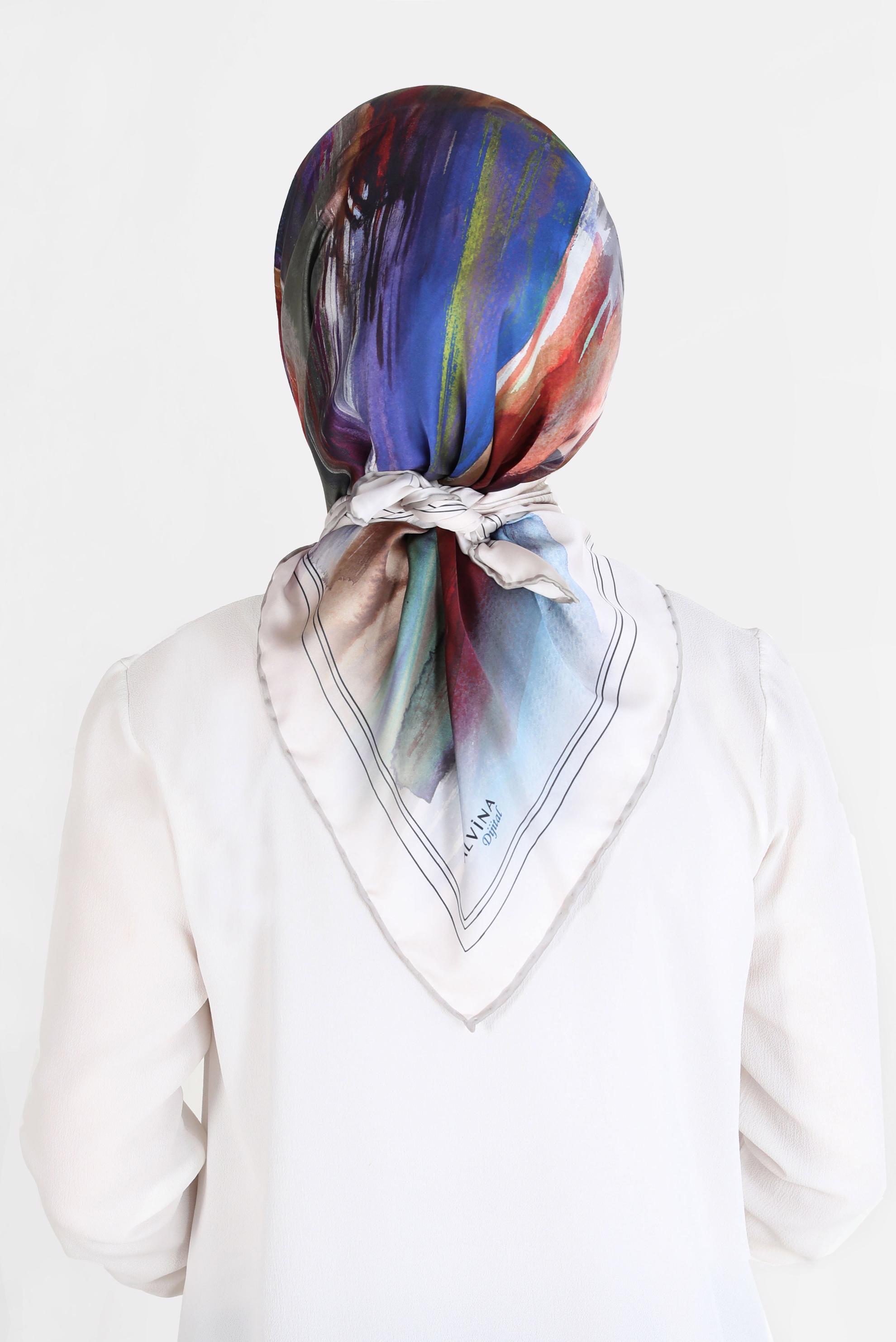 Tesettür giyim BEJ ALVİNA DİJİTAL SURA EŞARP 8095 