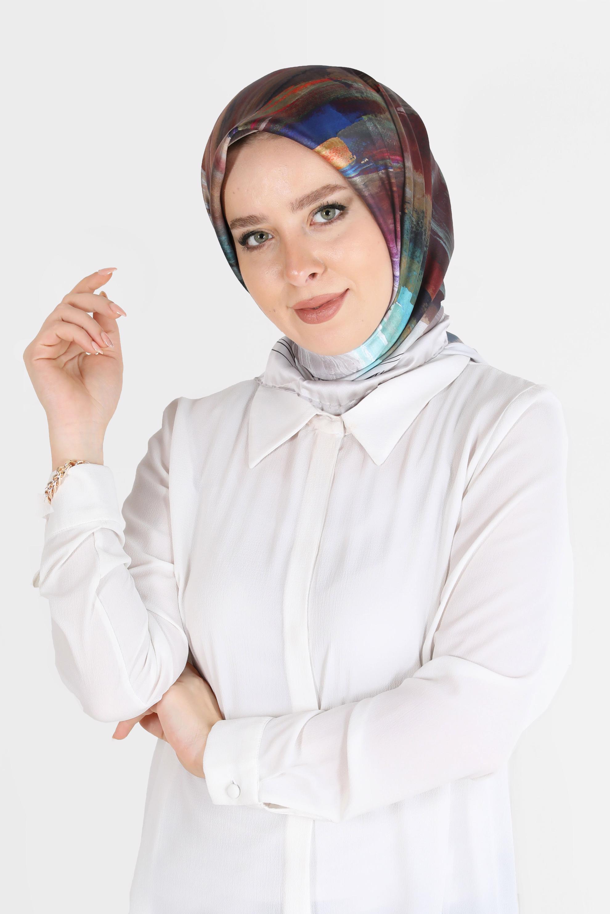 Tesettür giyim YEŞİL ALVİNA DİJİTAL SURA EŞARP 8095 