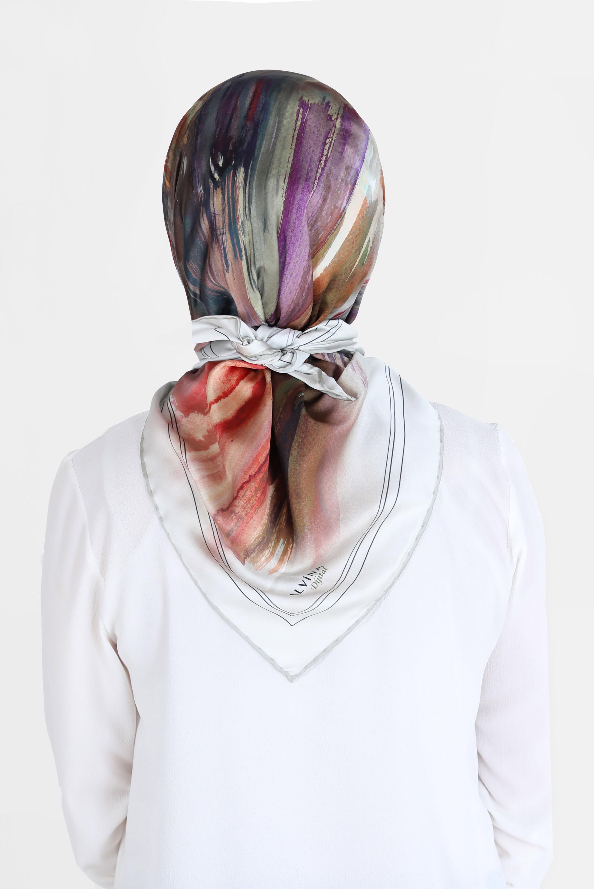 Tesettür giyim VİZON ALVİNA DİJİTAL SURA EŞARP 8095 