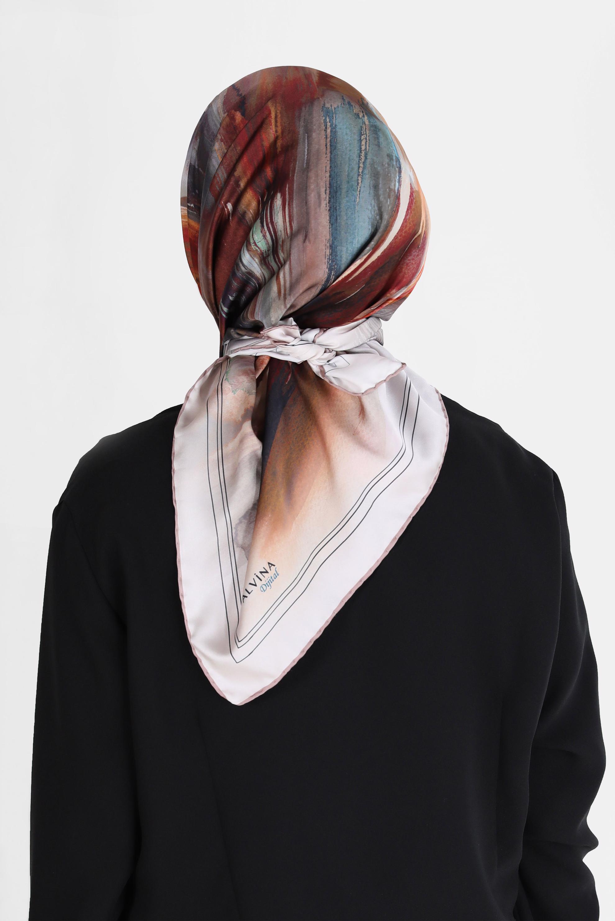 Tesettür giyim PEMBE ALVİNA DİJİTAL SURA EŞARP 8095 