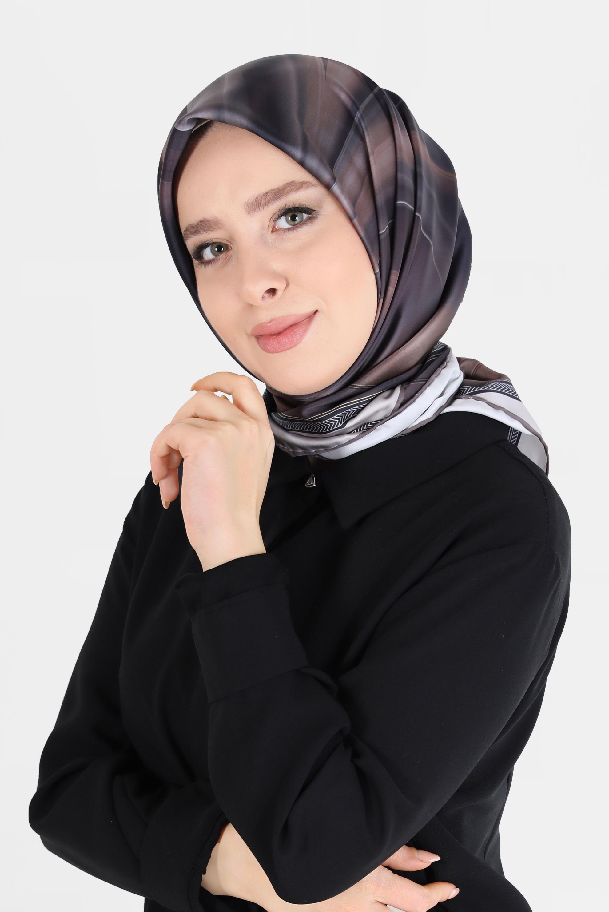Tesettür giyim KAHVE ALVİNA DİJİTAL SURA EŞARP 8096 