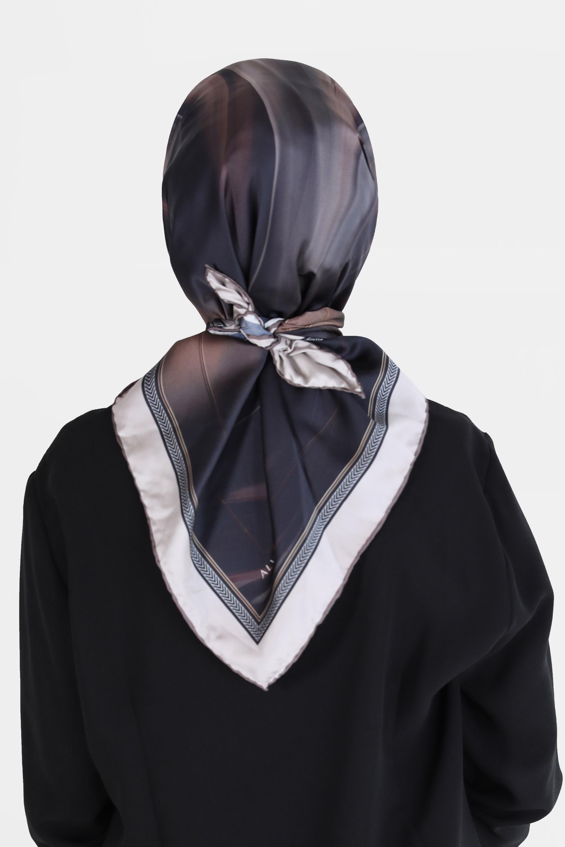 Tesettür giyim KAHVE ALVİNA DİJİTAL SURA EŞARP 8096 