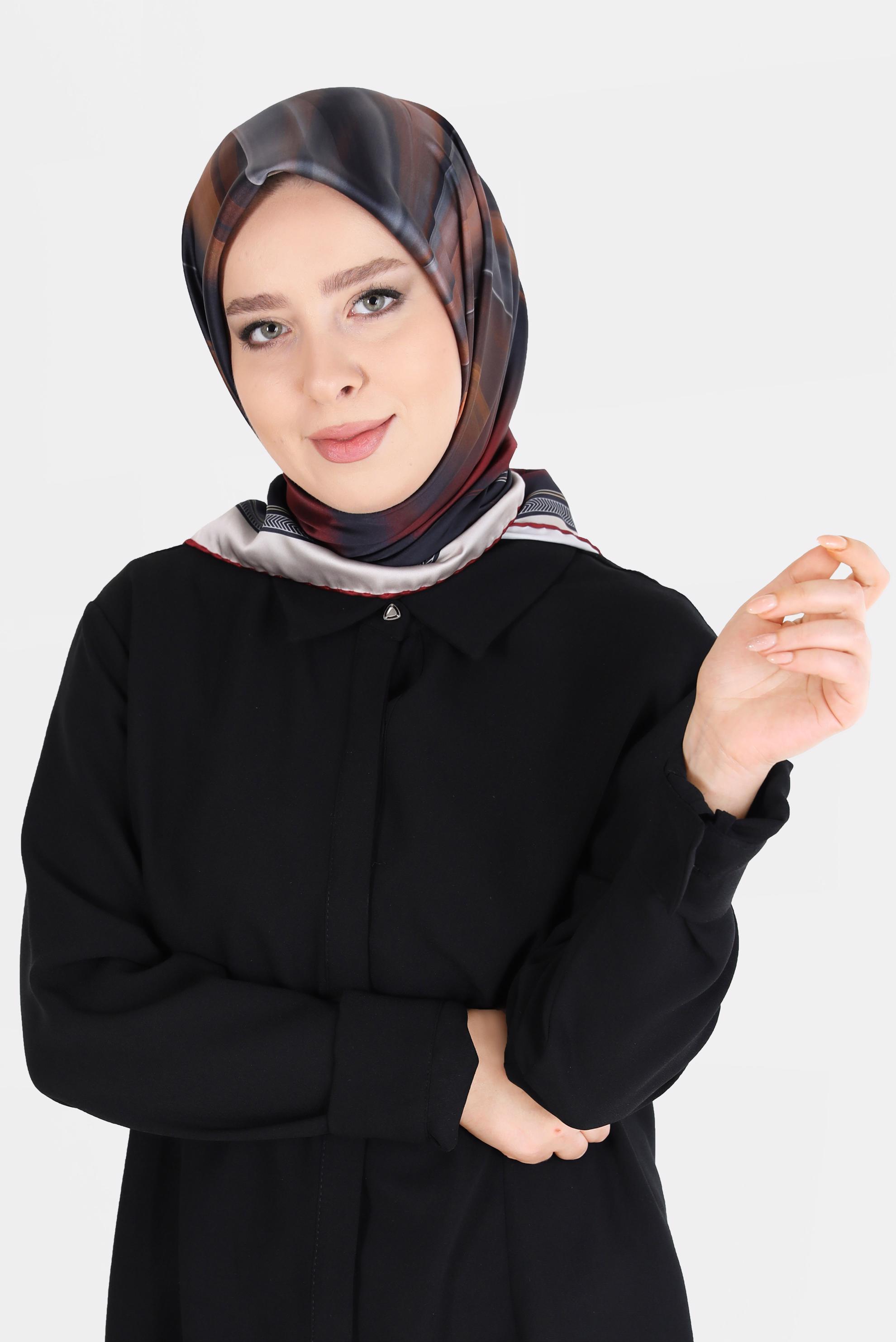 Tesettür giyim BORDO ALVİNA DİJİTAL SURA EŞARP 8096 