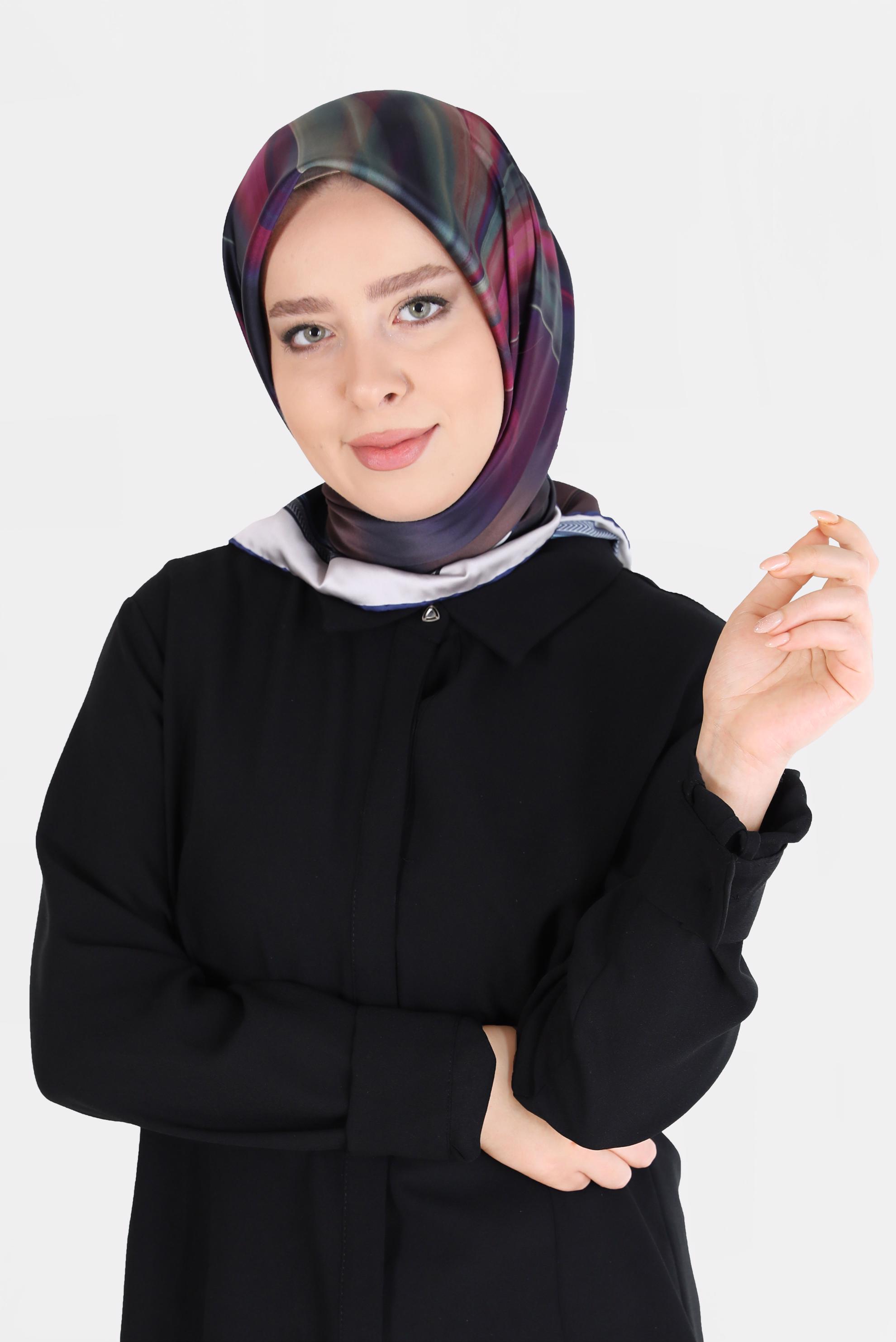 Tesettür giyim LACİVERT ALVİNA DİJİTAL SURA EŞARP 8096 