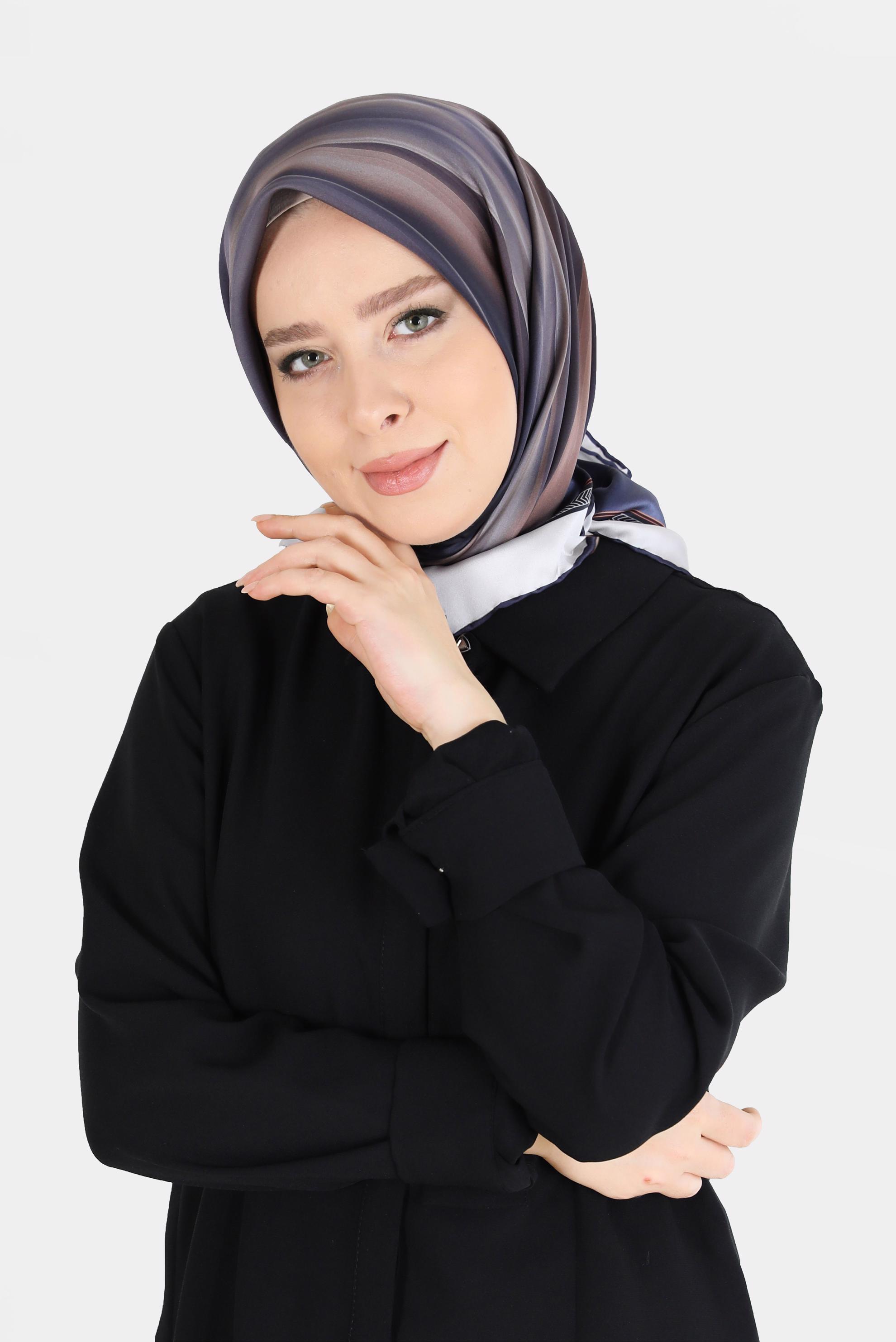 Tesettür giyim VİZON ALVİNA DİJİTAL SURA EŞARP 8096 