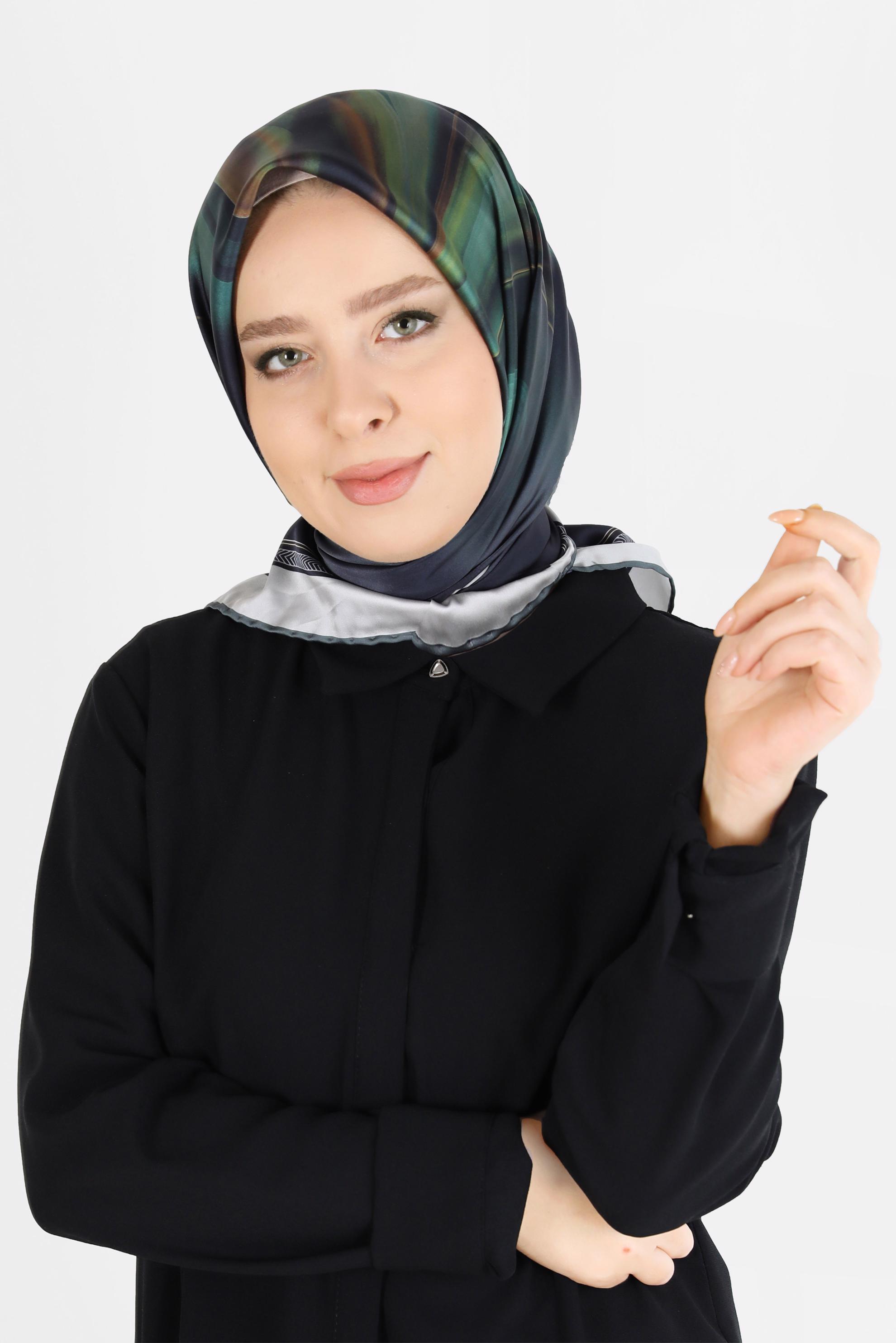 Tesettür giyim YEŞİL ALVİNA DİJİTAL SURA EŞARP 8096 