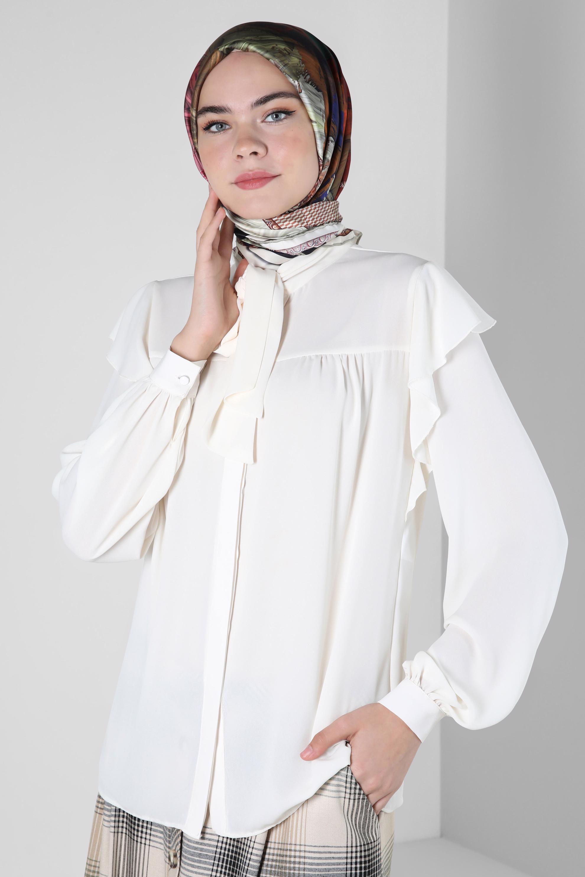 Tesettür giyim YEŞİL ALVİNA DİJİTAL TWİLL EŞARP 8097